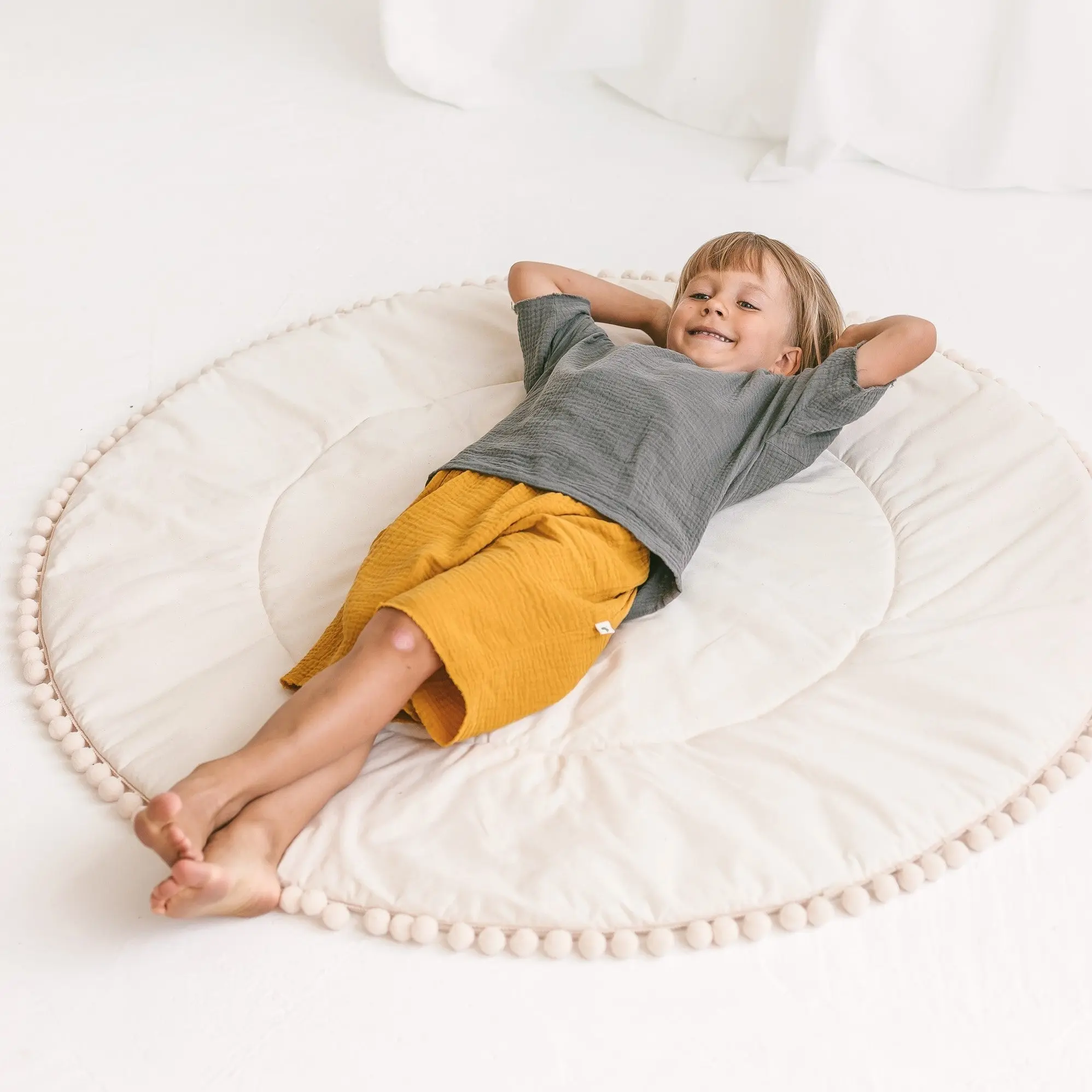 Ecru Kids Playmat with Pompom Border - Image 3