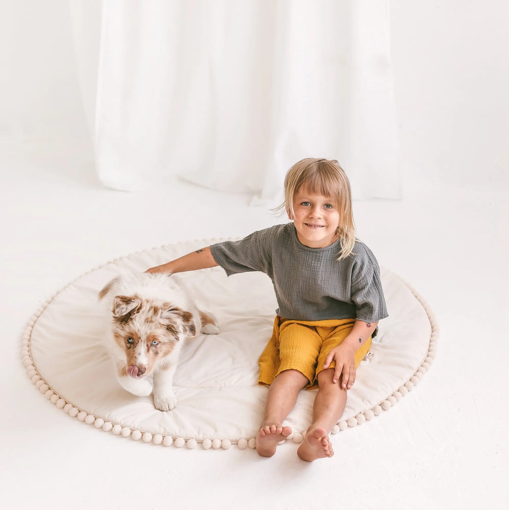 Ecru Kids Playmat with Pompom Border - Image 4