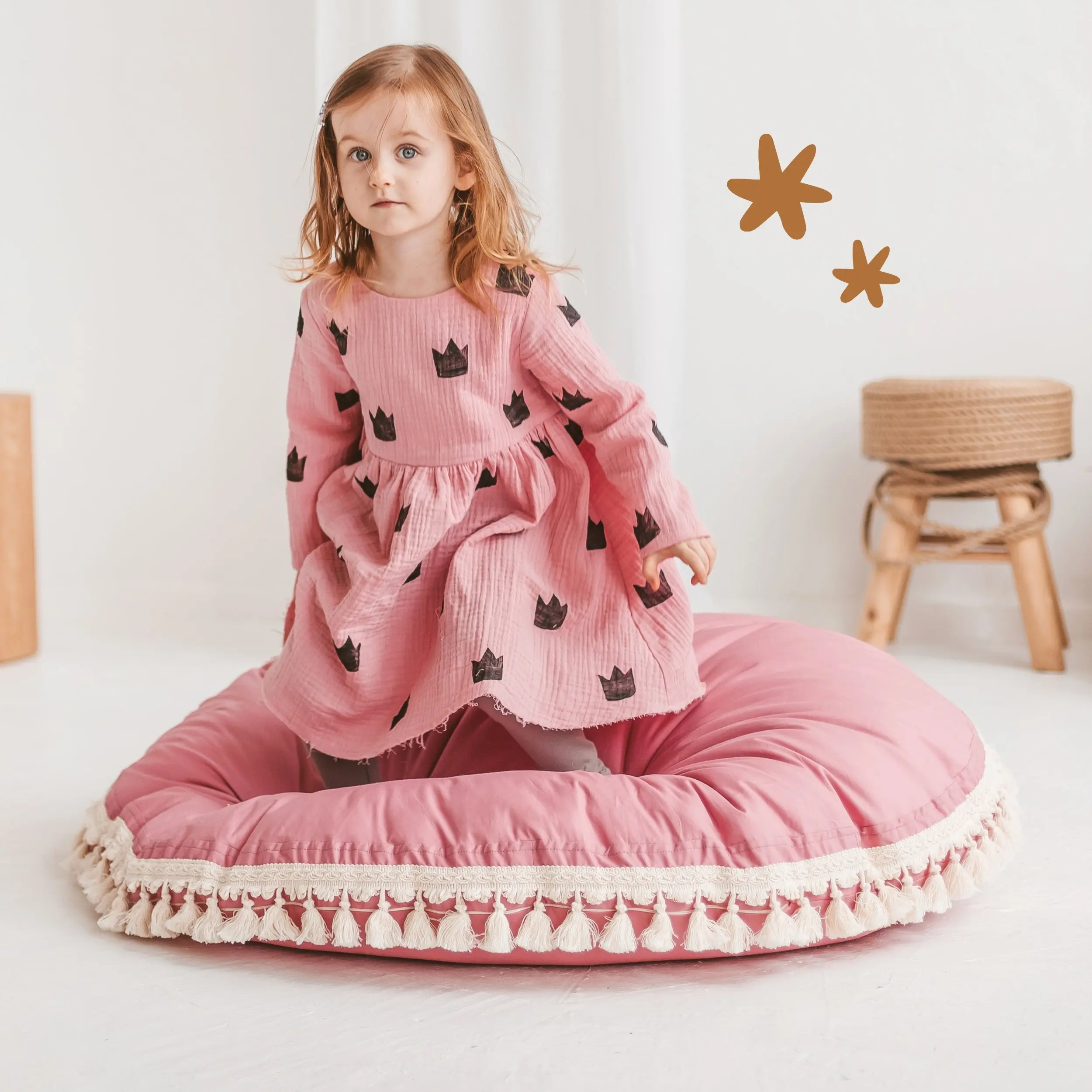 Rose Large Floor Cushion with Tassels - Image 2