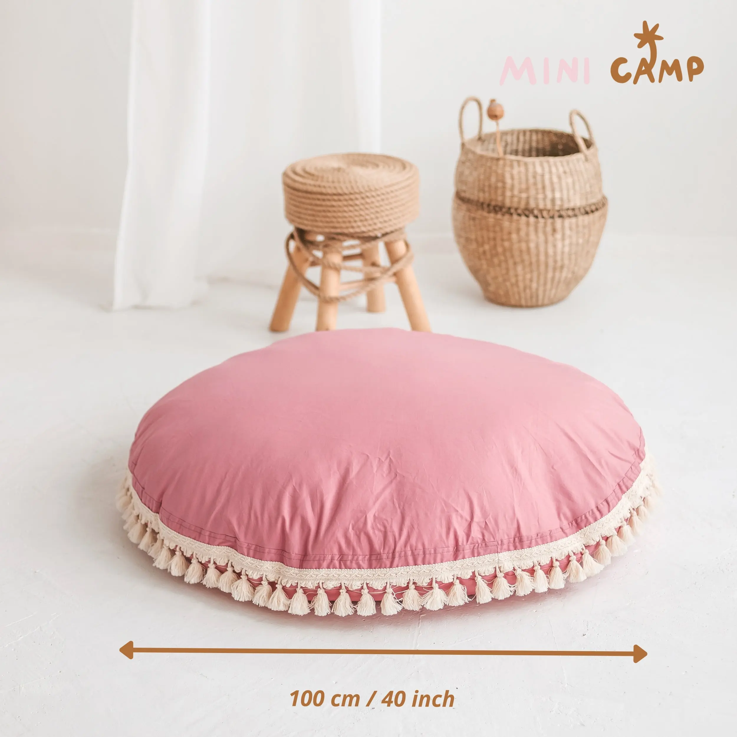 Rose Large Floor Cushion with Tassels - Image 4