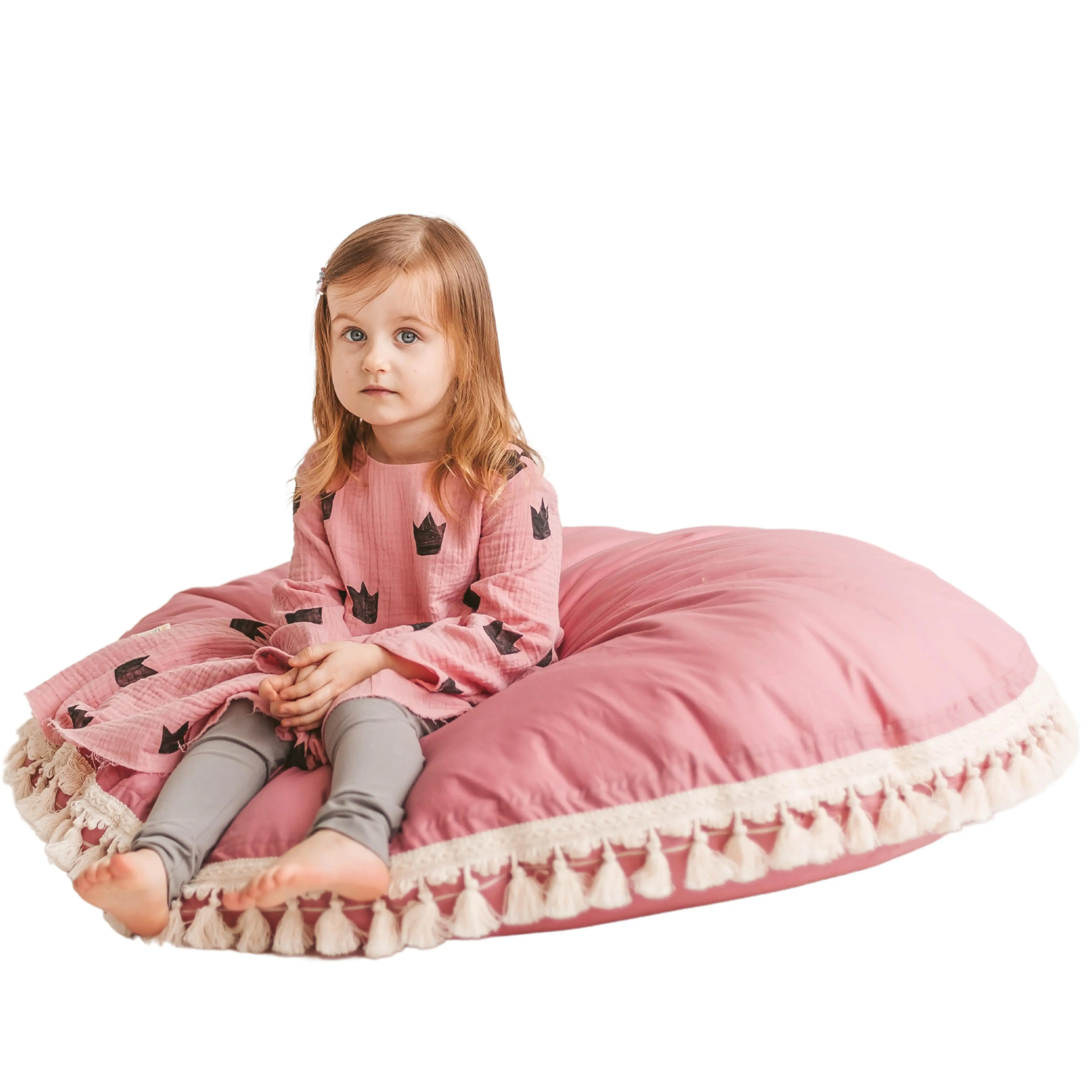 Rose Large Floor Cushion with Tassels - Image 6