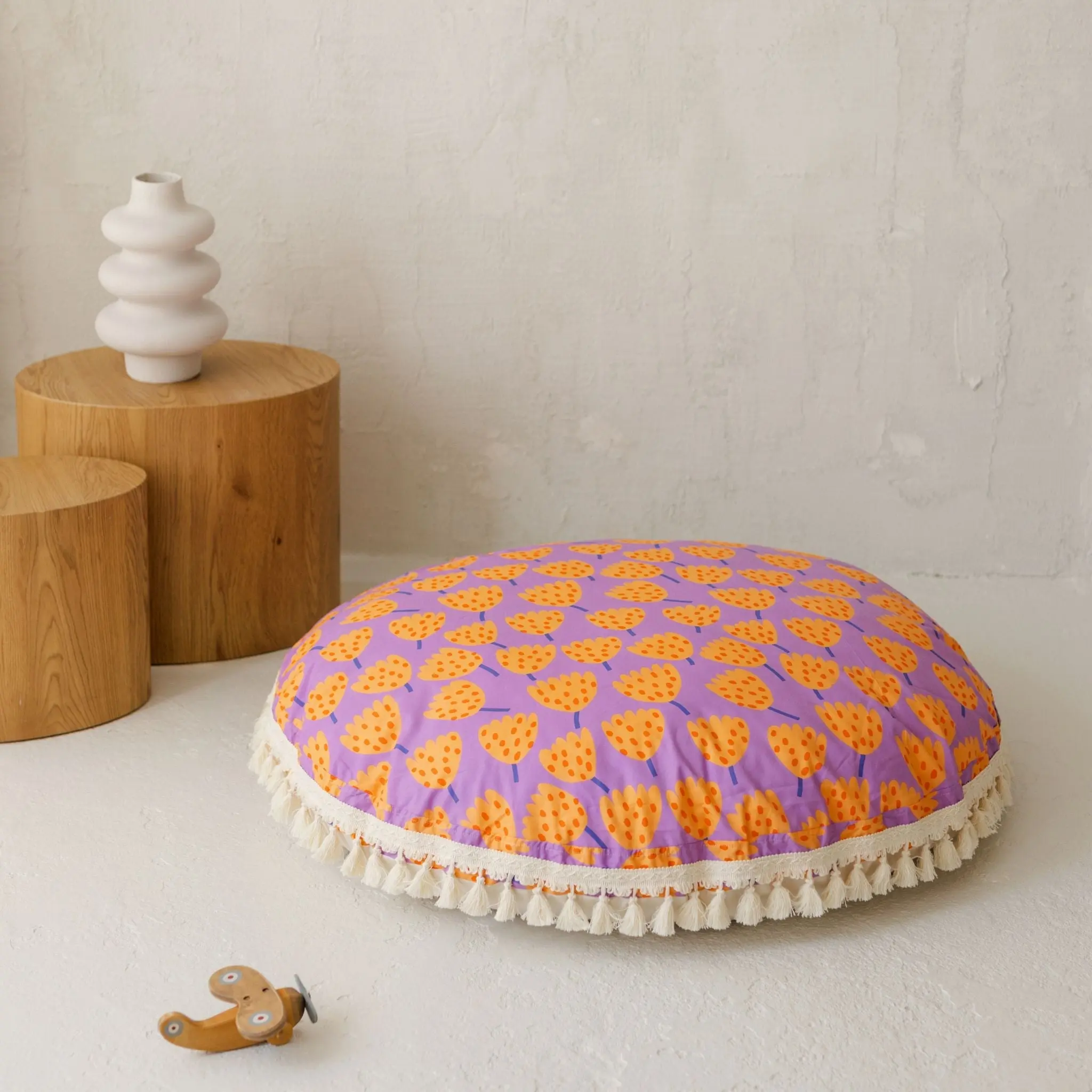 Large Kids Floor Cushion in Vibrant Tulip Pattern - Image 7