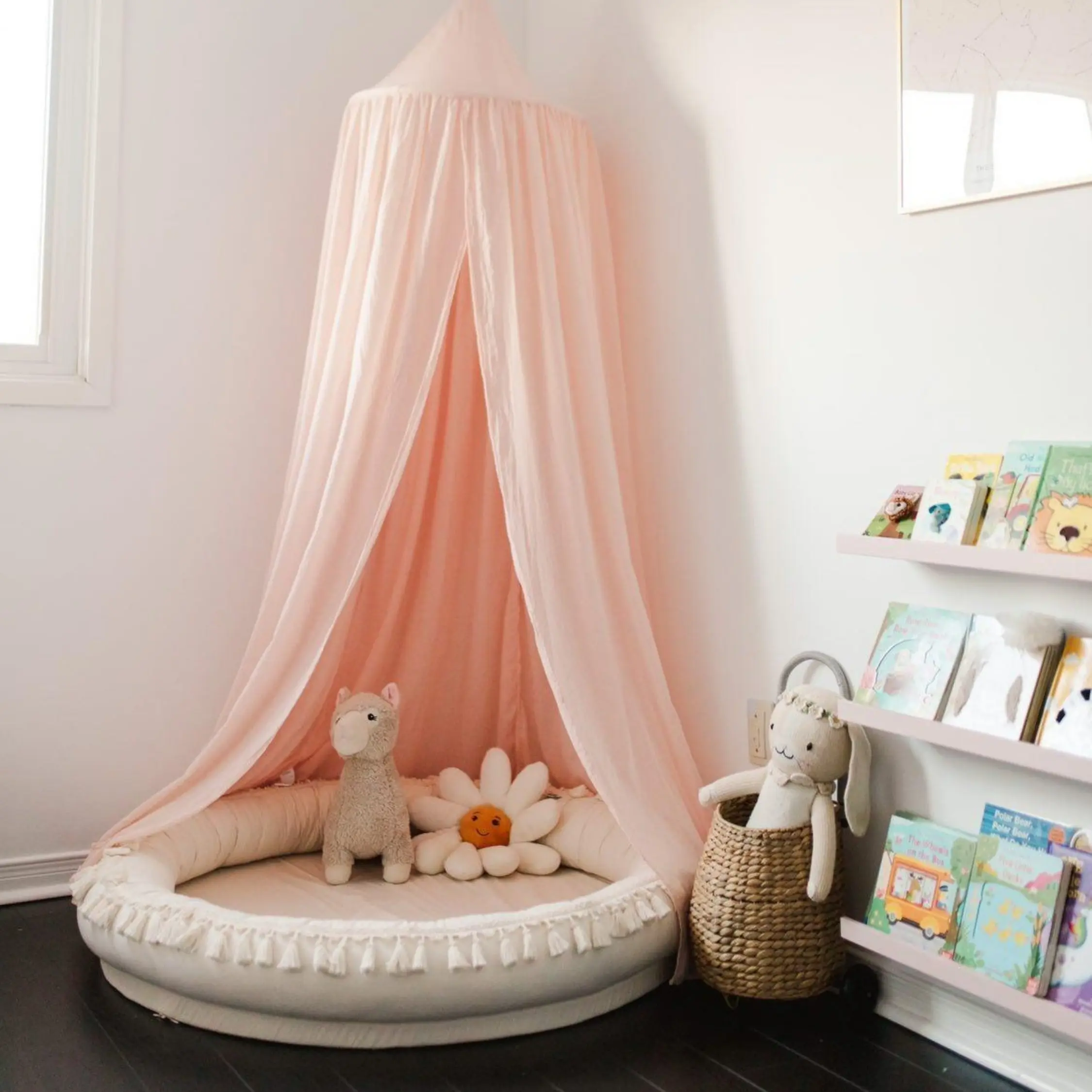 Large Round Nest Play Mat & Kids Lounger in Ecru - Image 4
