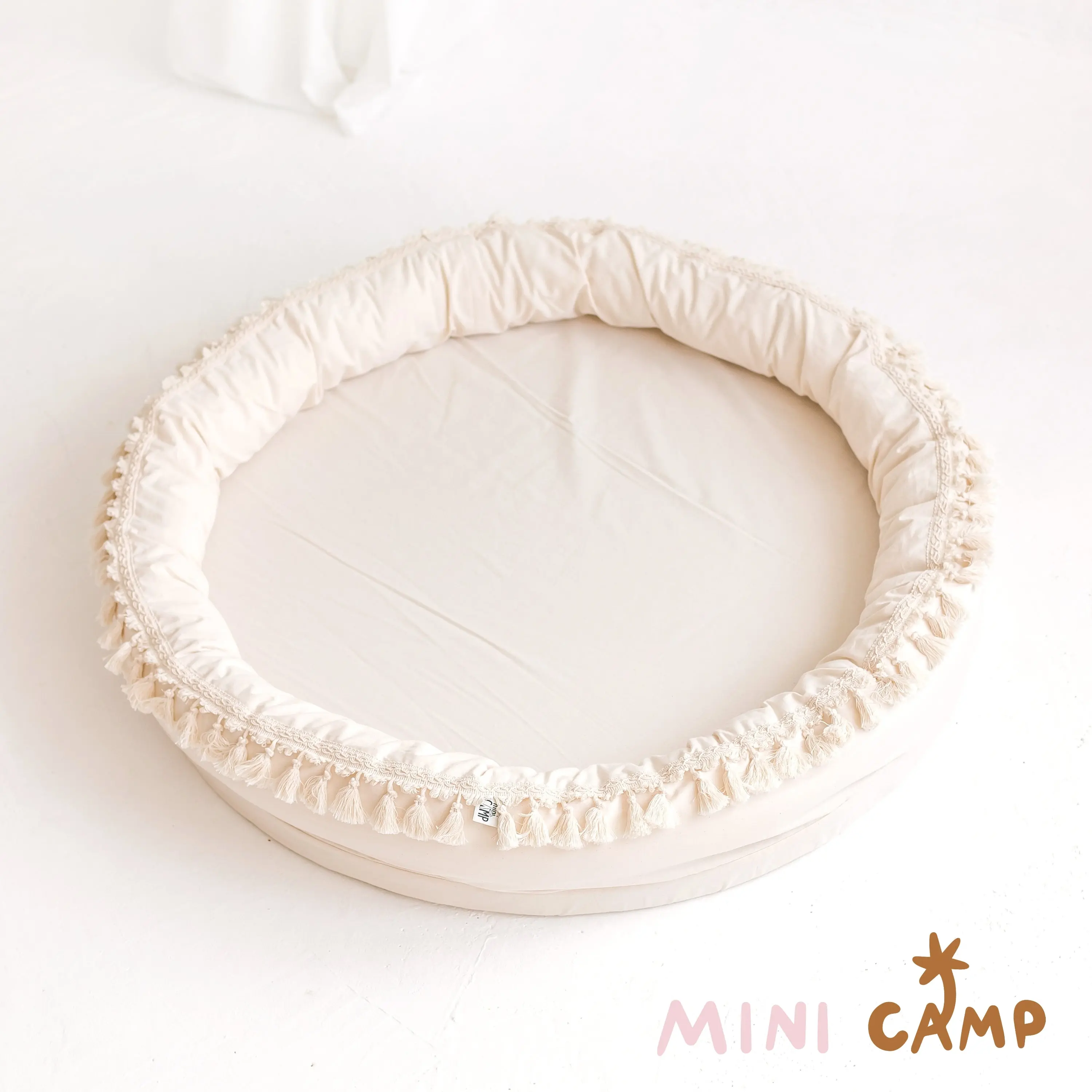 Large Round Nest Play Mat & Kids Lounger in Ecru - Image 6