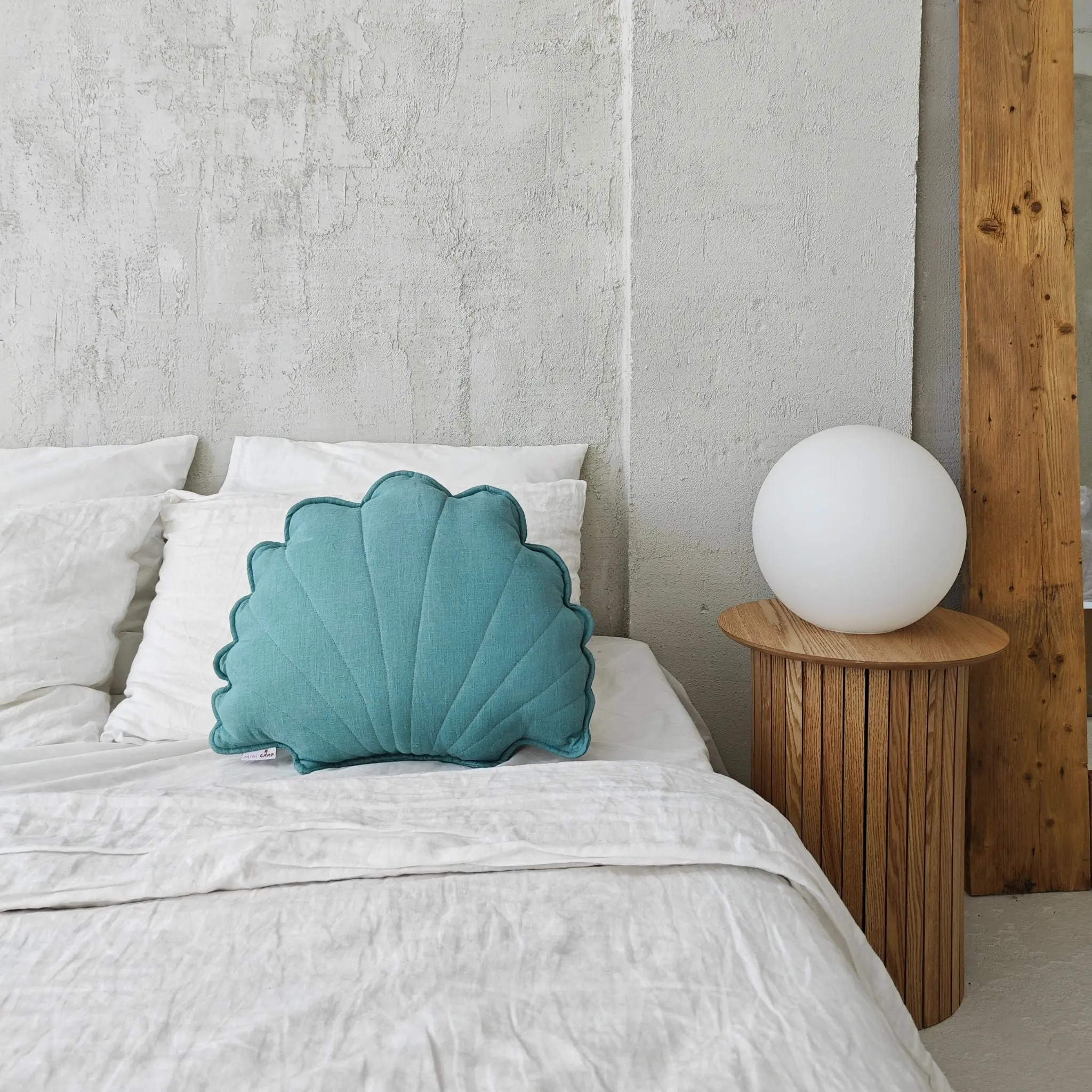 Linen Sea Shell Pillow – Mint Throw Pillow for Coastal & Beach Decor - Image 2