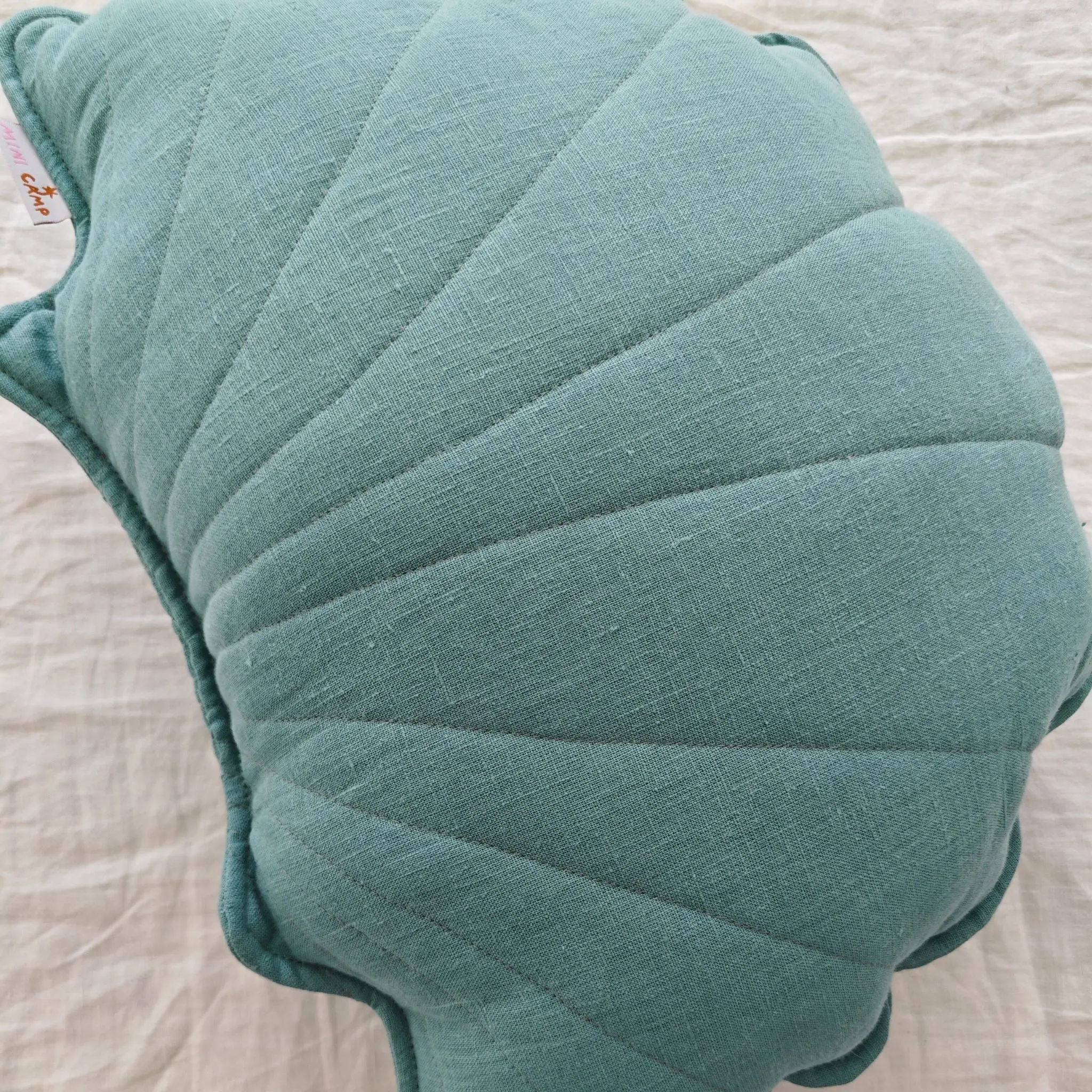 Linen Sea Shell Pillow – Mint Throw Pillow for Coastal & Beach Decor - Image 4