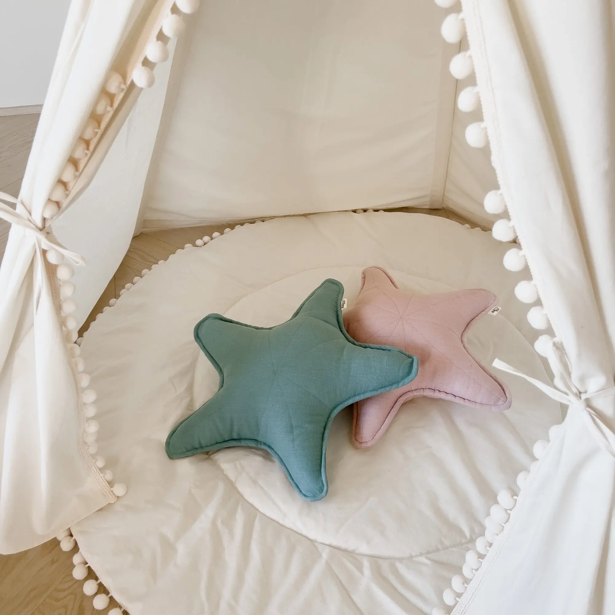 Linen Sea Star Pillow – Pink Throw Pillow for Coastal & Beach Decor - Image 4