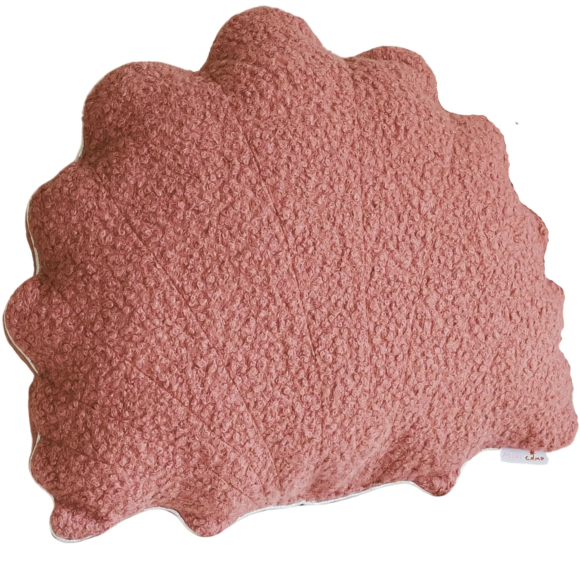 Rose Boucle Sea Shell Pillow with Chic Metallic Trim - Image 4