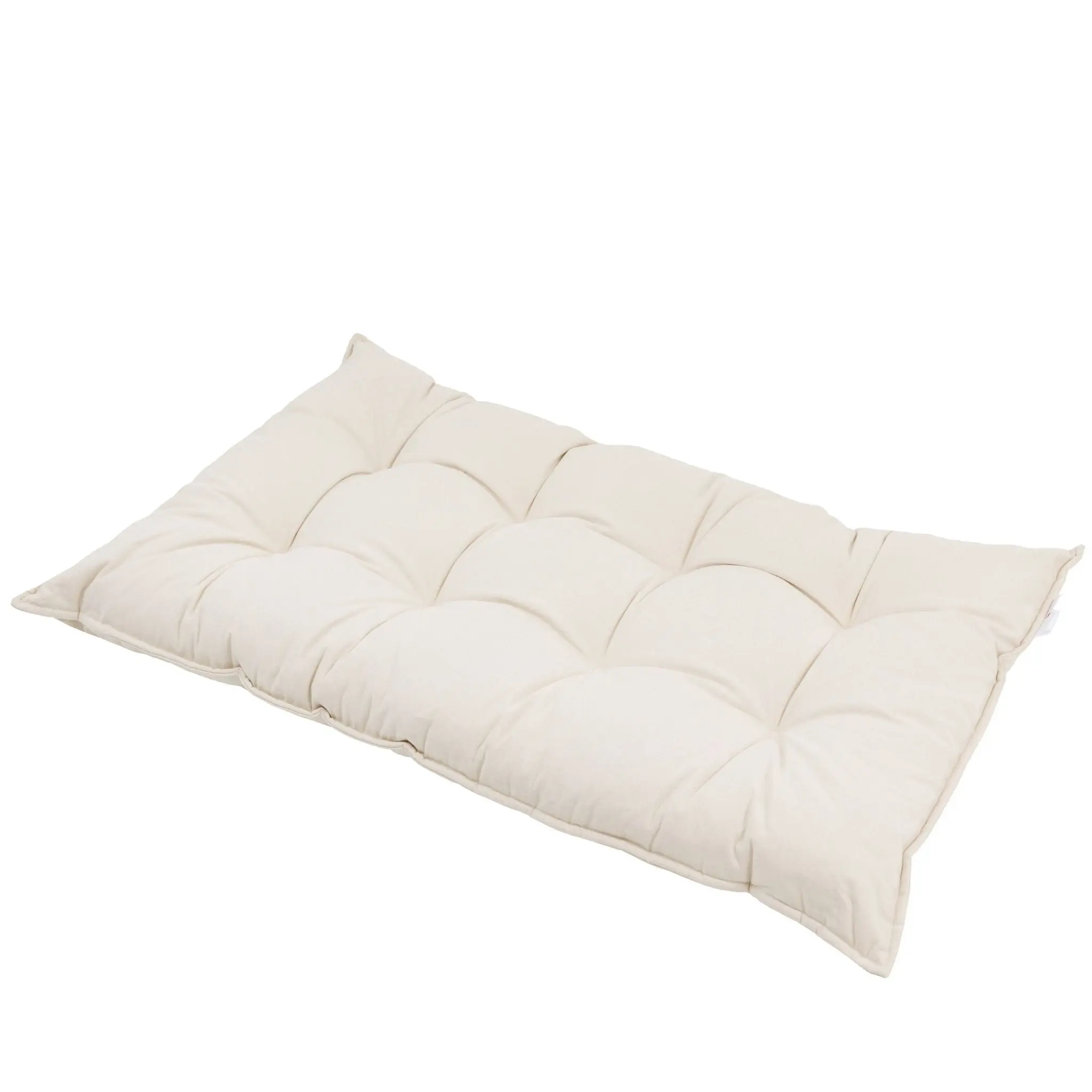 Natural Ecru Tufted Canvas Floor Cushion, French Style Pillow in - Image 7