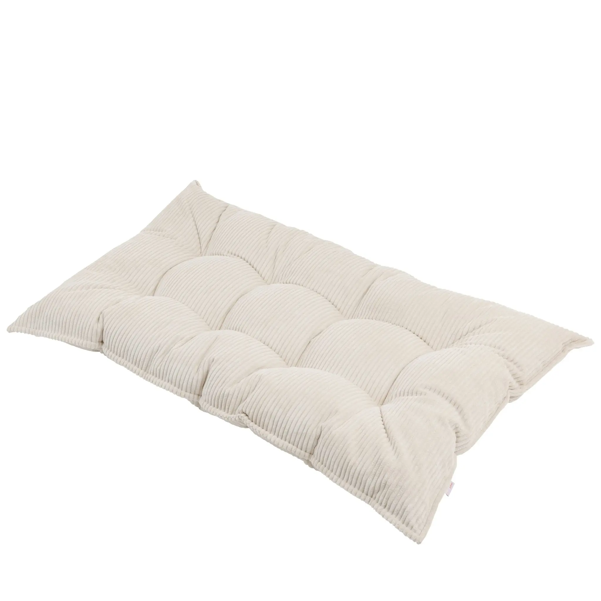 Ecru Tufted Corduroy Floor Cushion, French Style Pillow - Image 7