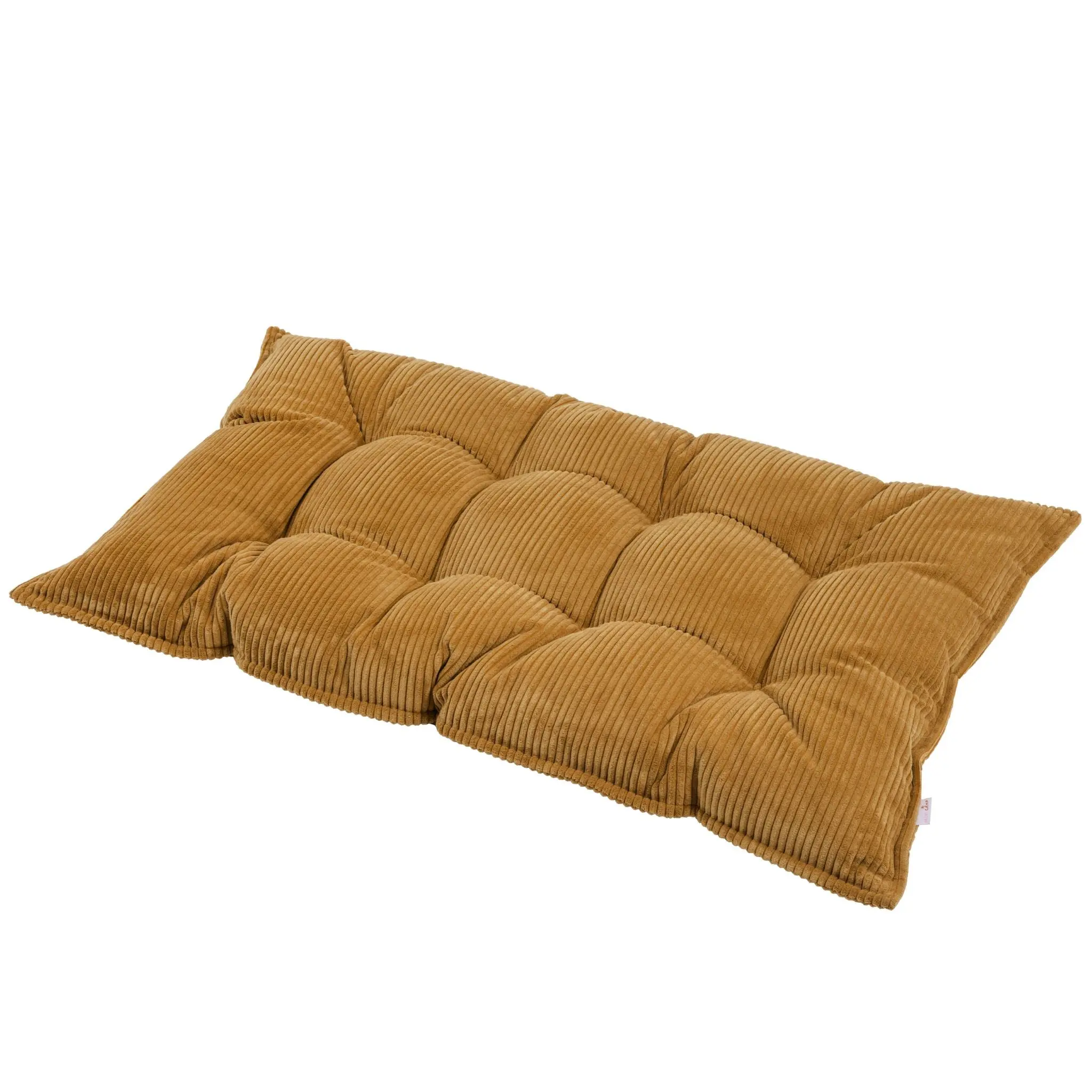 Mustard Tufted Corduroy Floor Cushion, French Style Pillow - Image 4