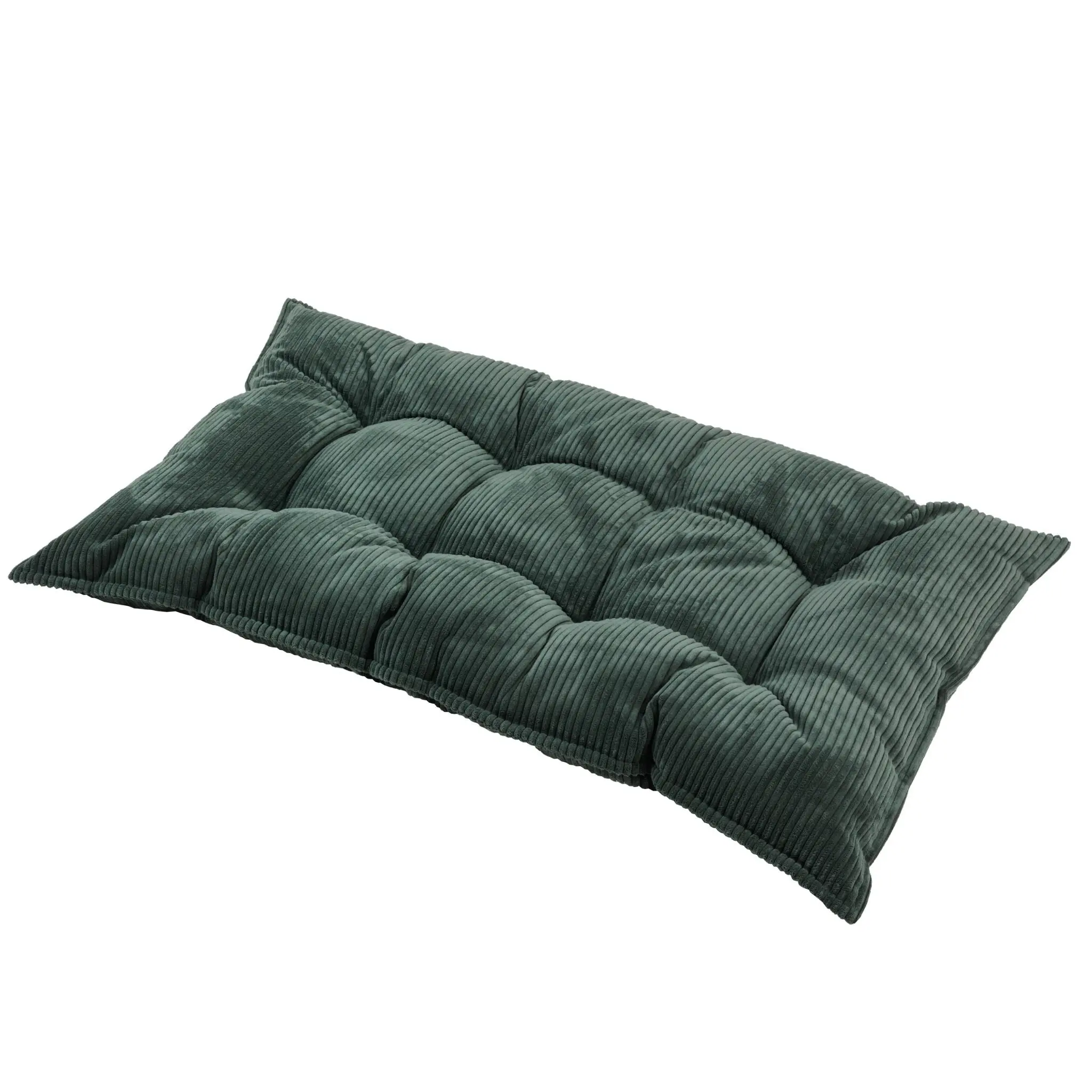 Petrol Green Tufted Corduroy Floor Cushion, French Style Pillow - Image 5
