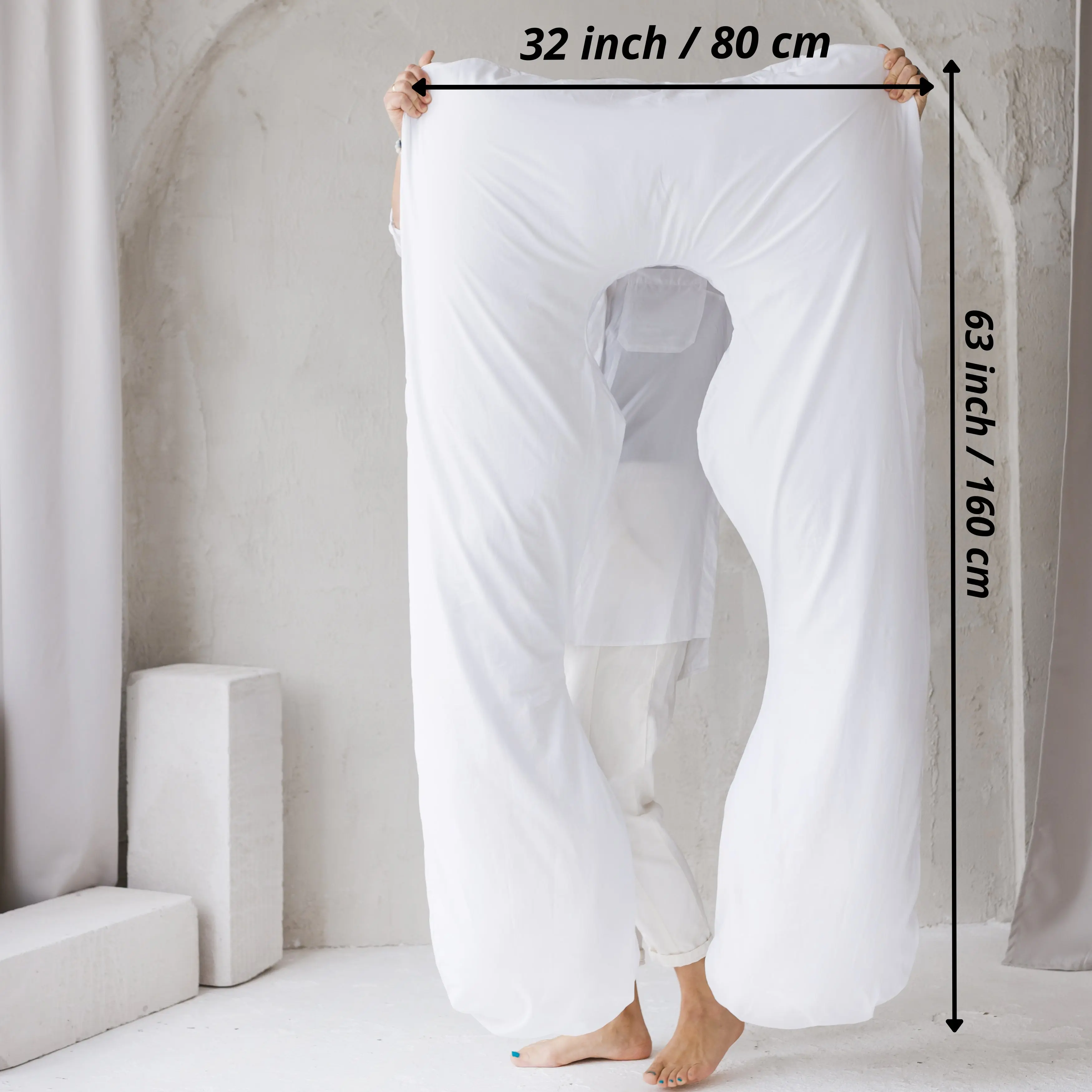 U-Shaped Body Pillow with Organic Cover in White | Kapok or PES Filling - Image 8