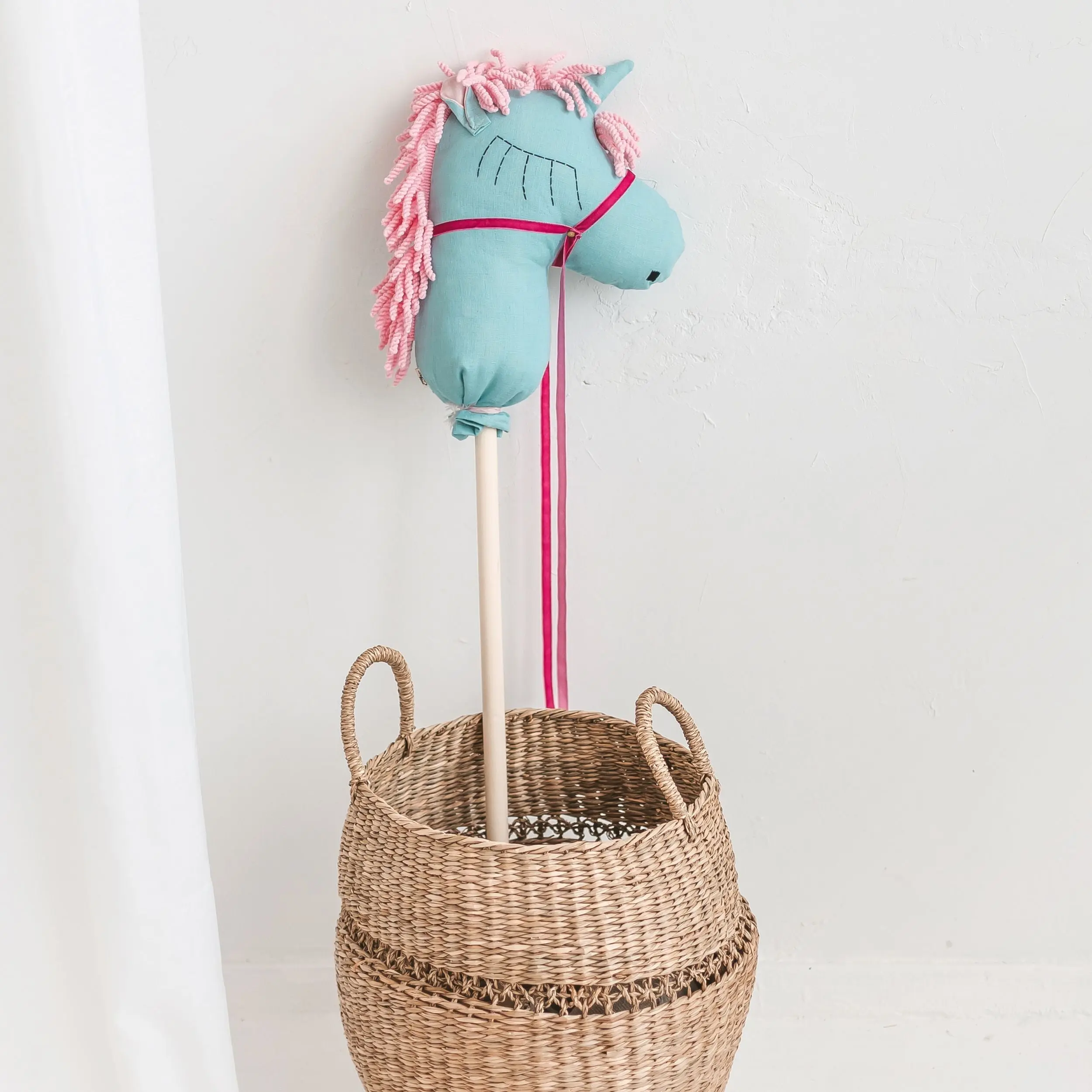 Unicorn Hobby Horse Stick Toy in Turquoise - Image 3