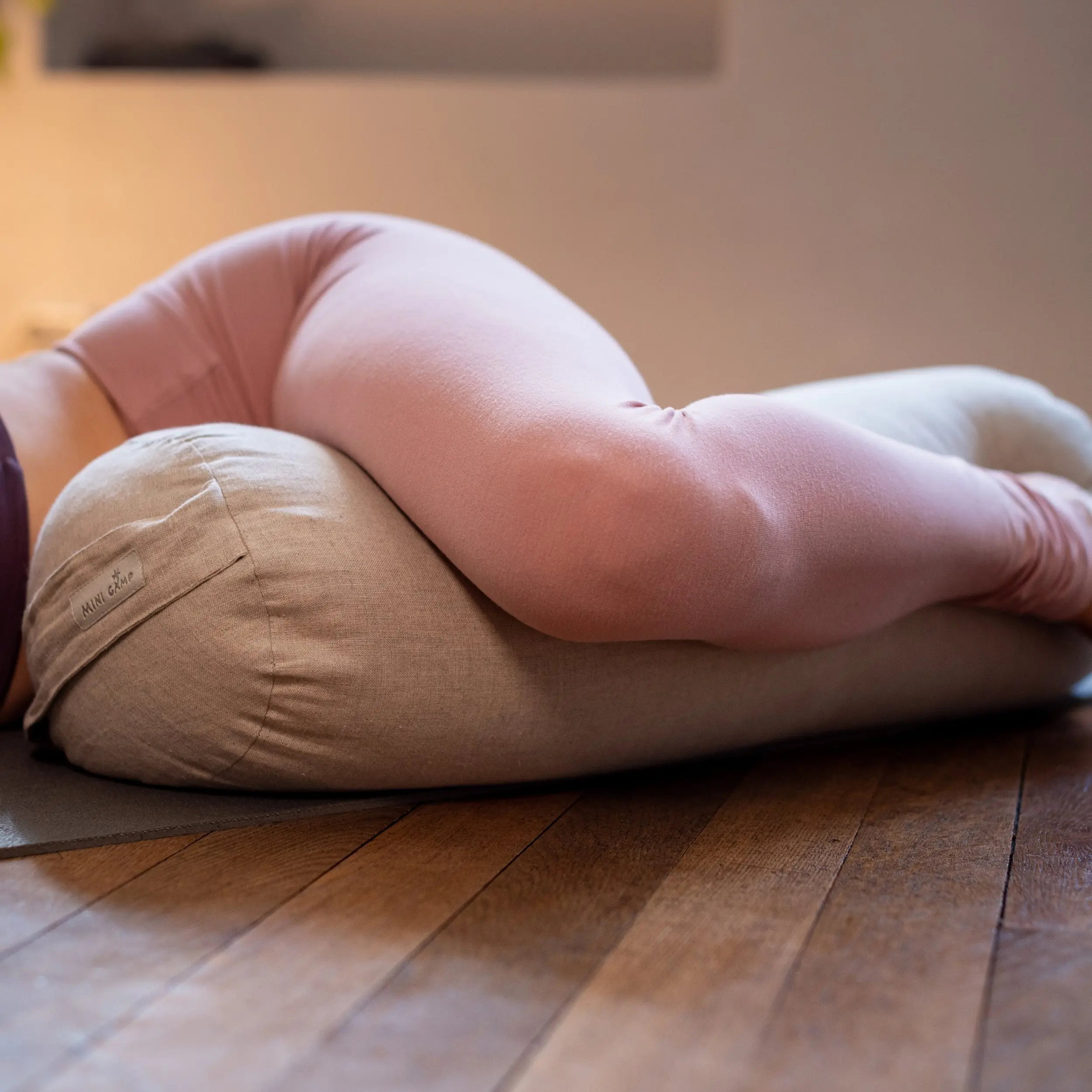 Yoga Bolster Meditation Cushion from 100% Linen in Natural Color - Image 3