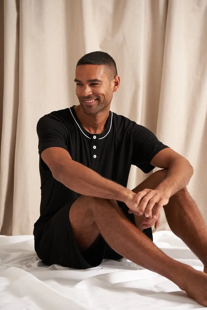 Black Mister You Bamboo Short Pyjama Set - Image 4