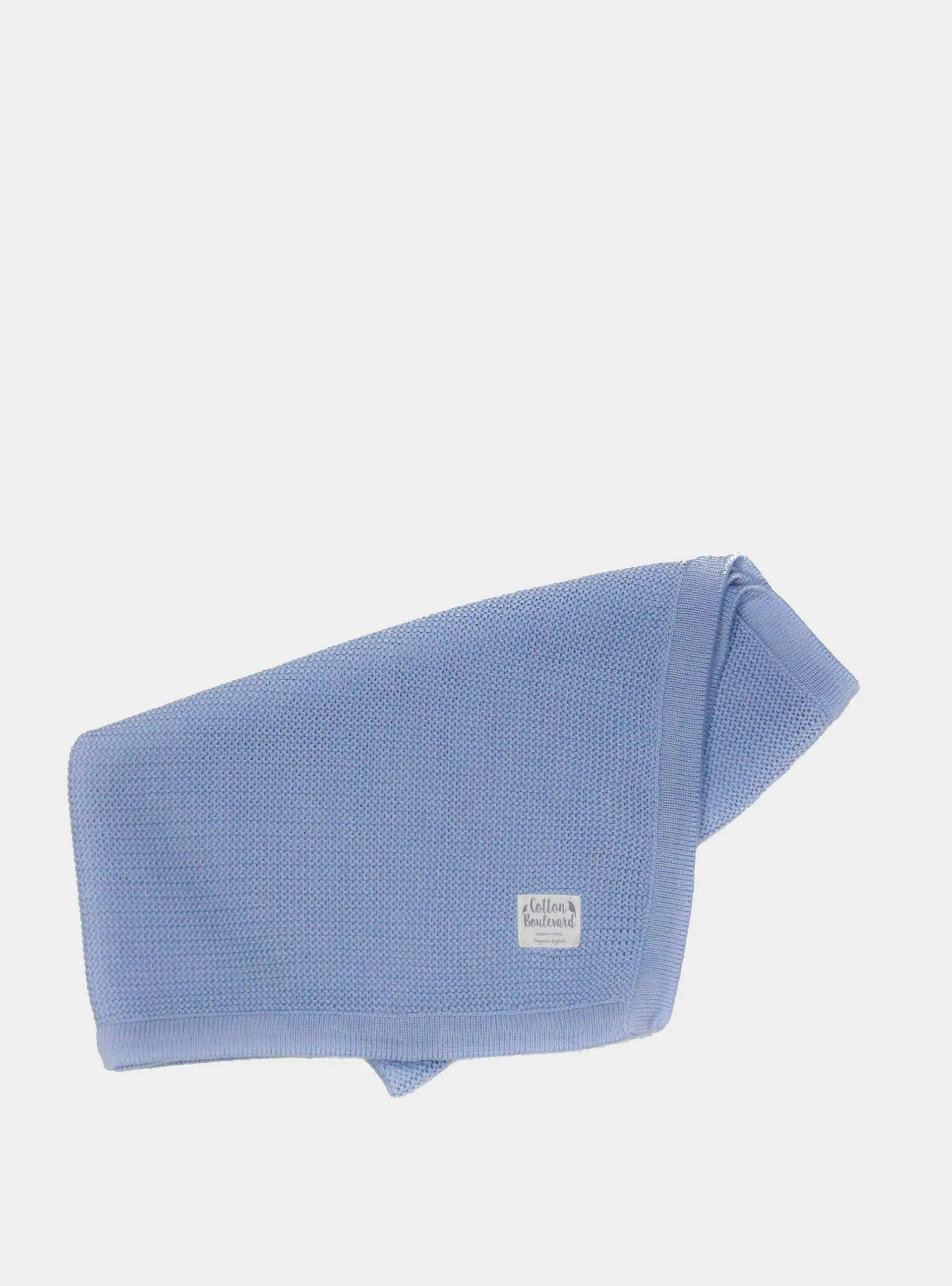 Misty Blue Organic Cotton Knitted Baby Blanket – 100 X 80cm