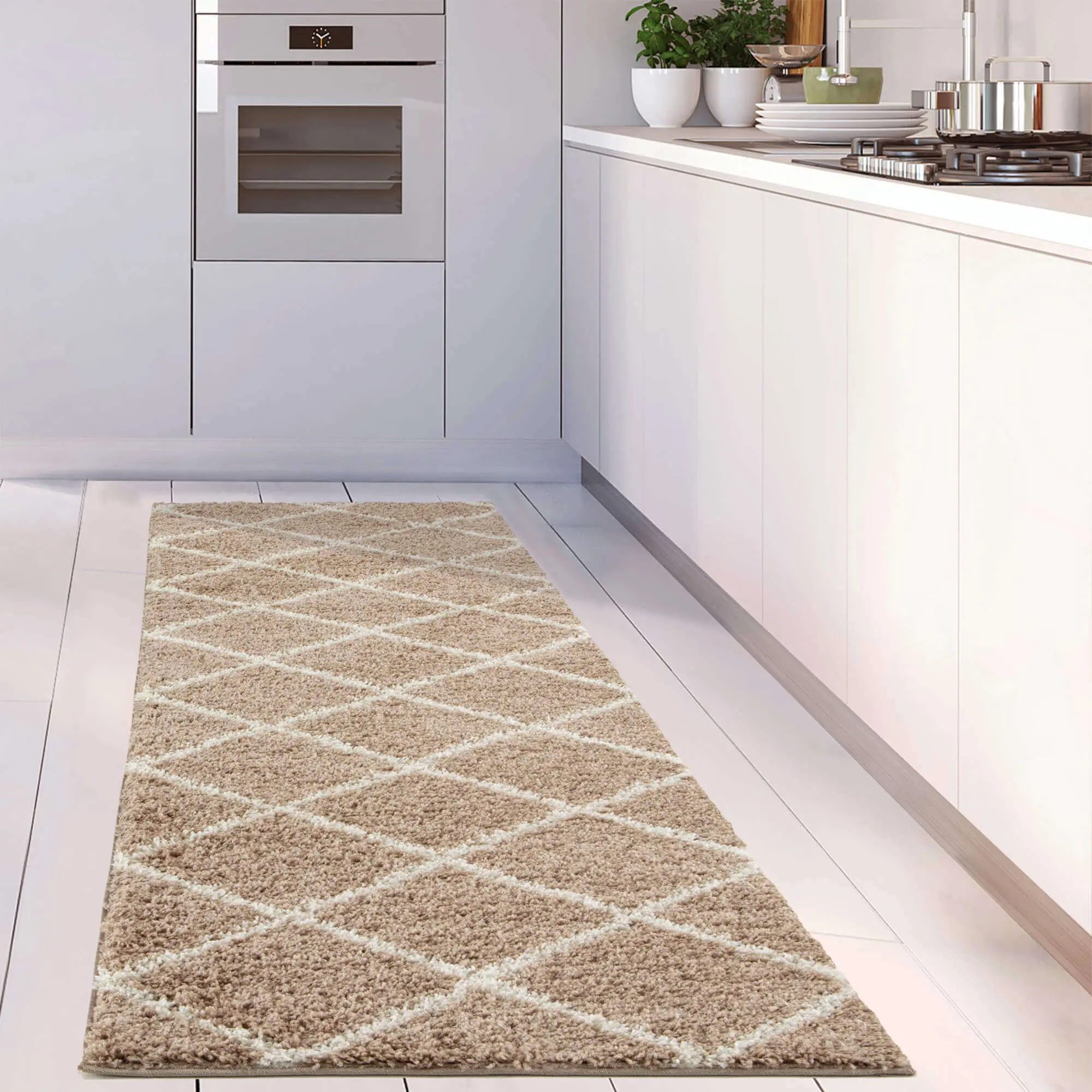 Moroccan Beige Shaggy Rug | 520 - Image 10
