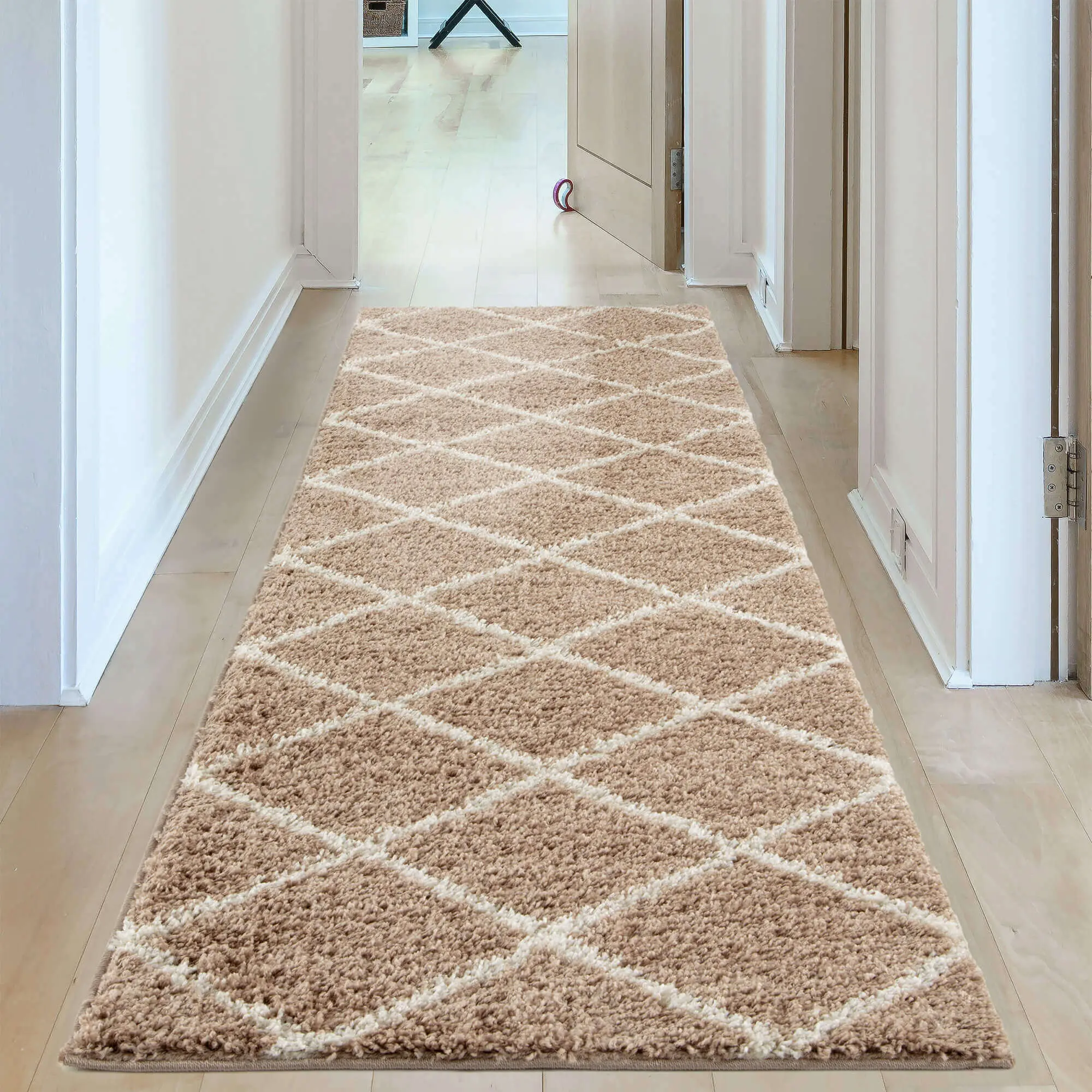 Moroccan Beige Shaggy Rug | 520 - Image 11
