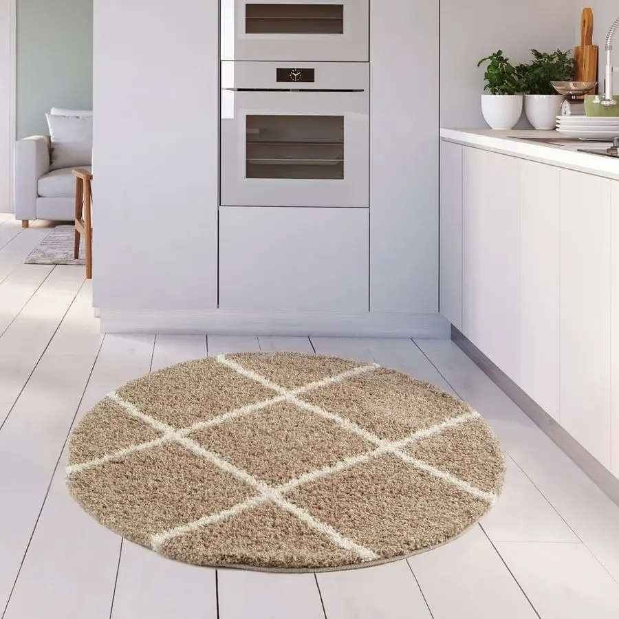 Moroccan Beige Shaggy Rug | 520 - Image 16
