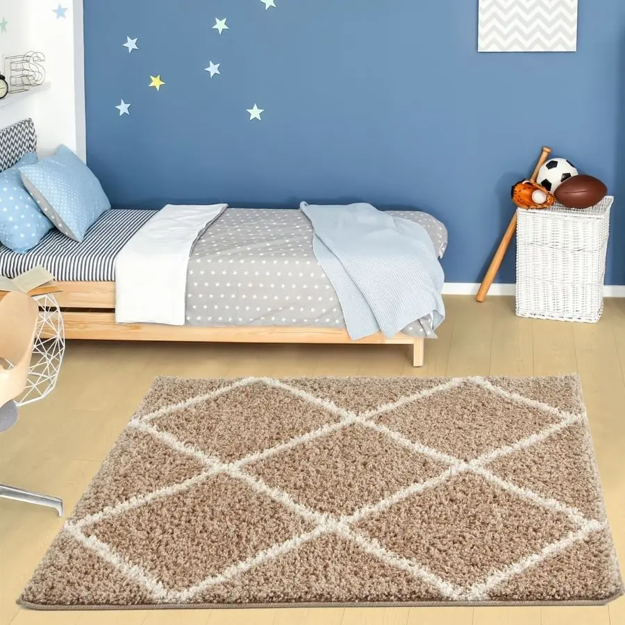 Moroccan Beige Shaggy Rug | 520 - Image 18