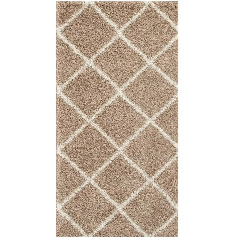 Moroccan Beige Shaggy Rug | 520 - Image 19