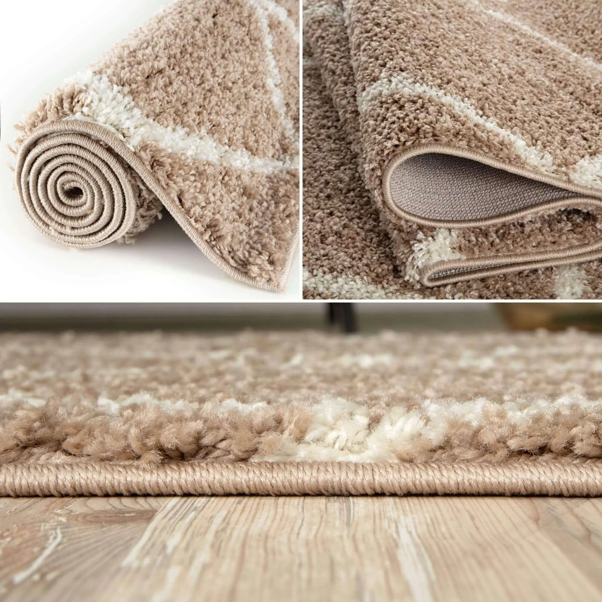 Moroccan Beige Shaggy Rug | 520 - Image 3