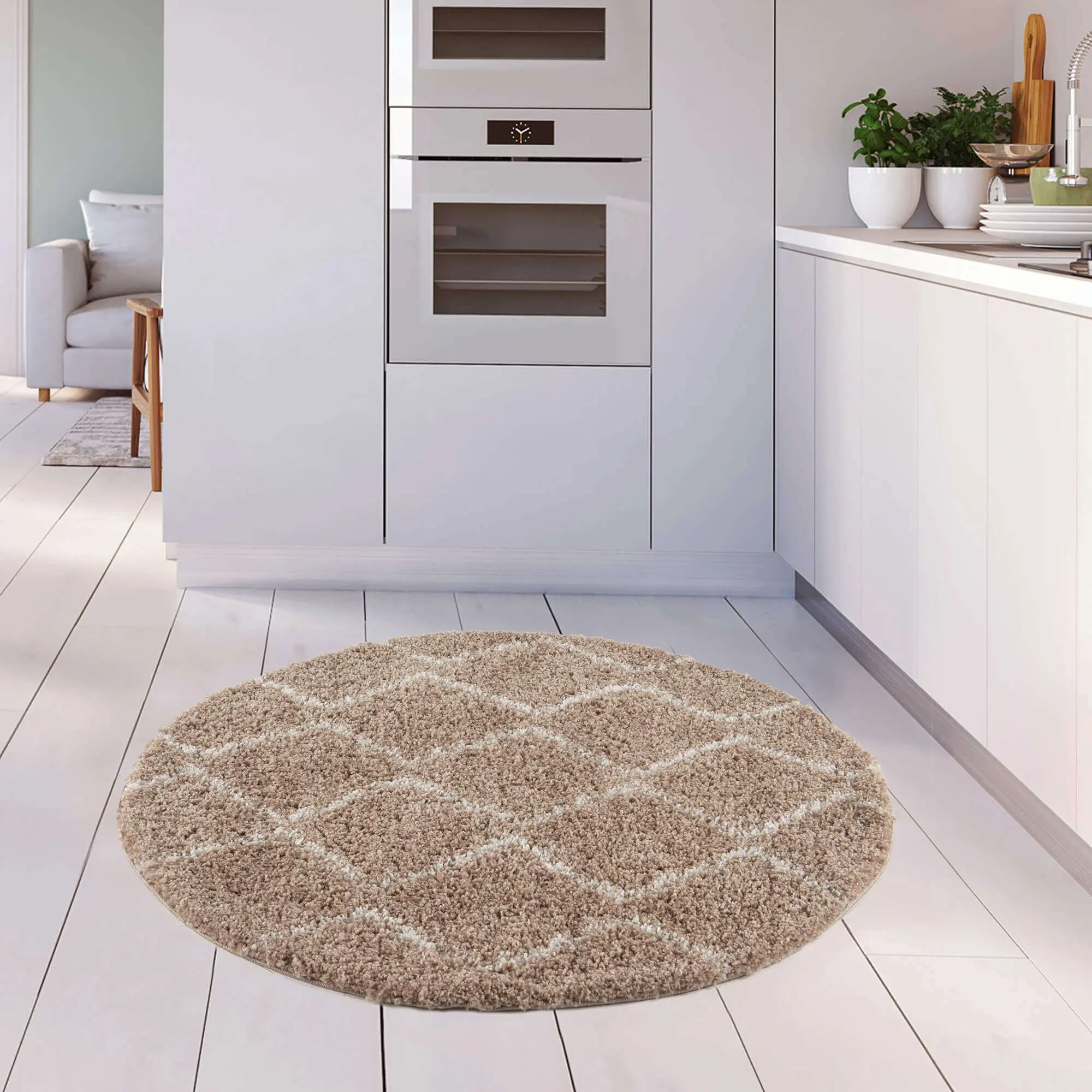 Moroccan Beige Shaggy Rug | 820 - Image 13