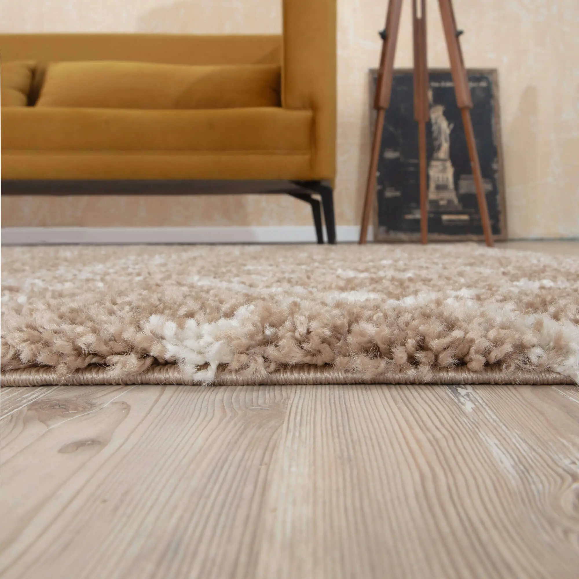 Moroccan Beige Shaggy Rug | 820 - Image 5