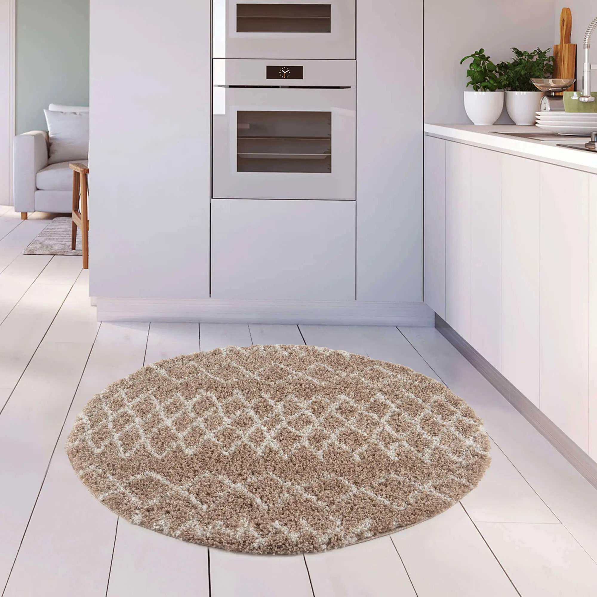 Moroccan Beige Shaggy Rug | 920 - Image 14