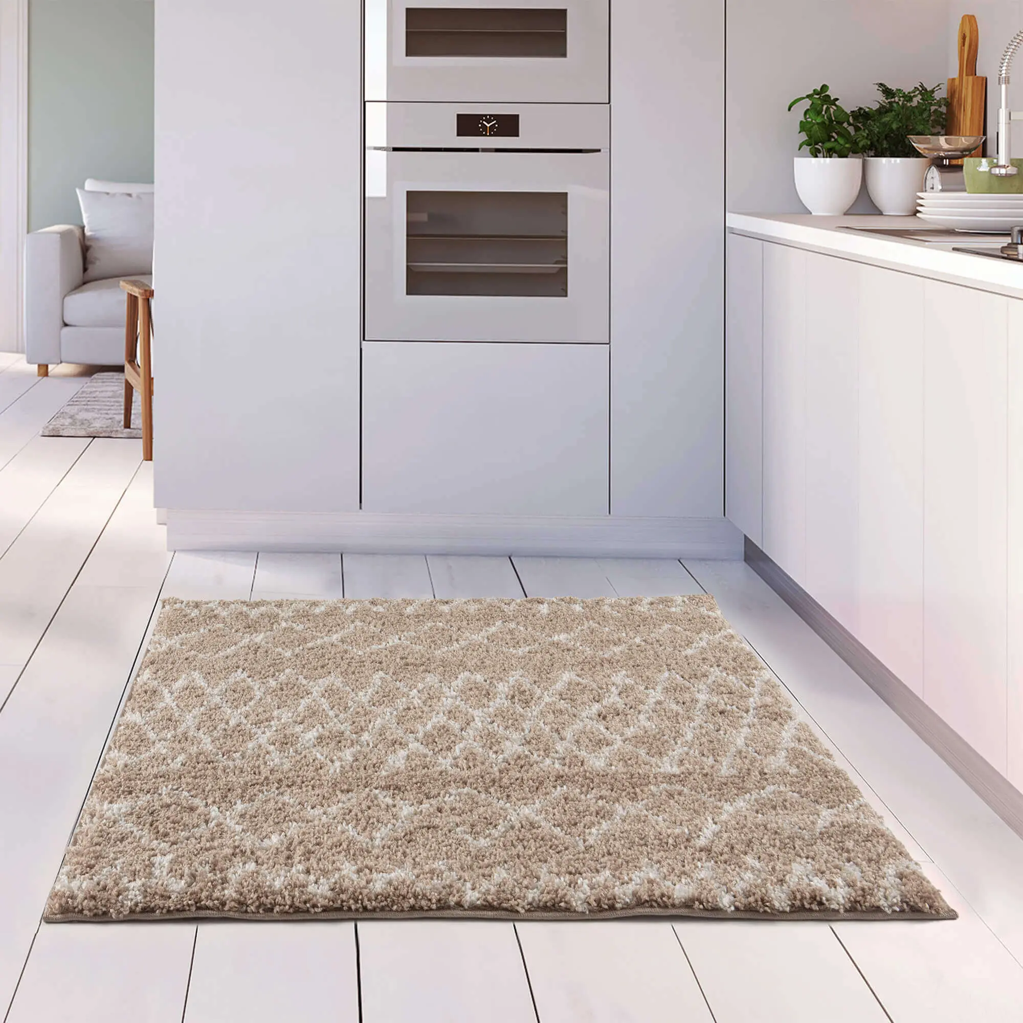 Moroccan Beige Shaggy Rug | 920 - Image 18