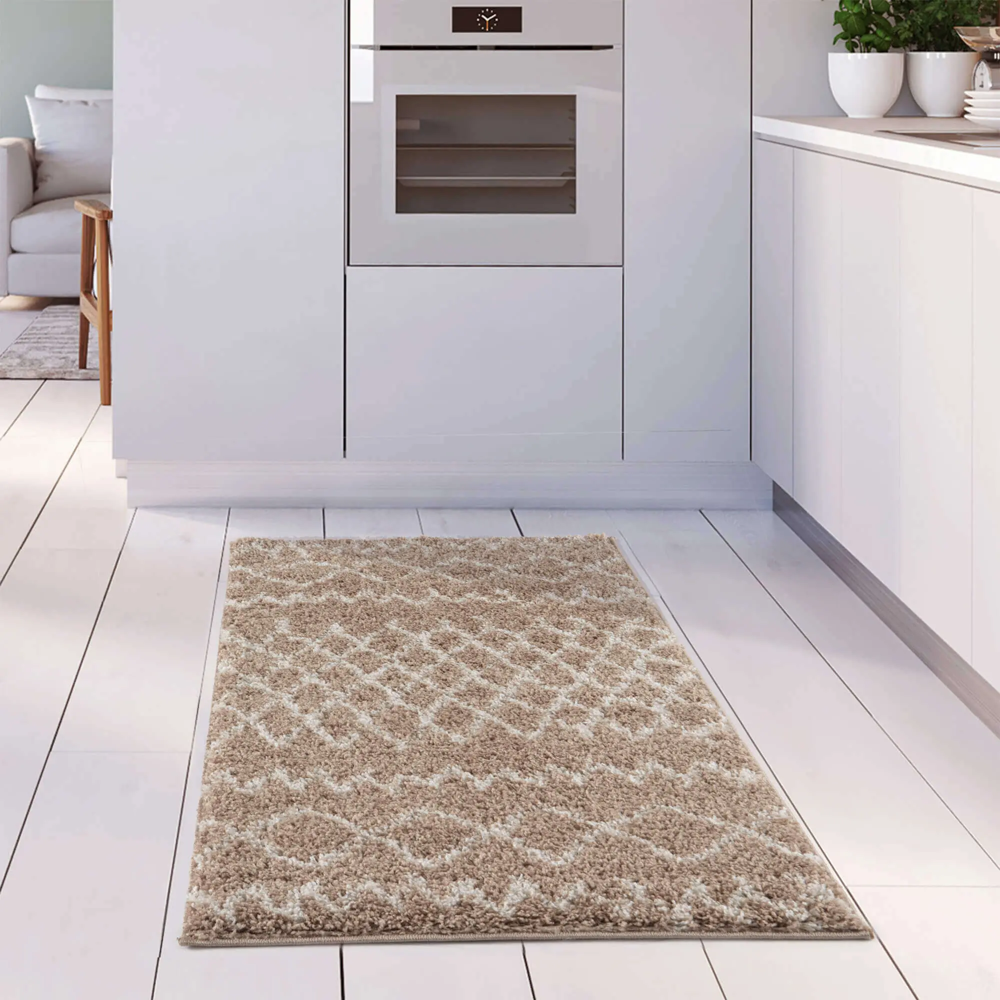 Moroccan Beige Shaggy Rug | 920 - Image 22