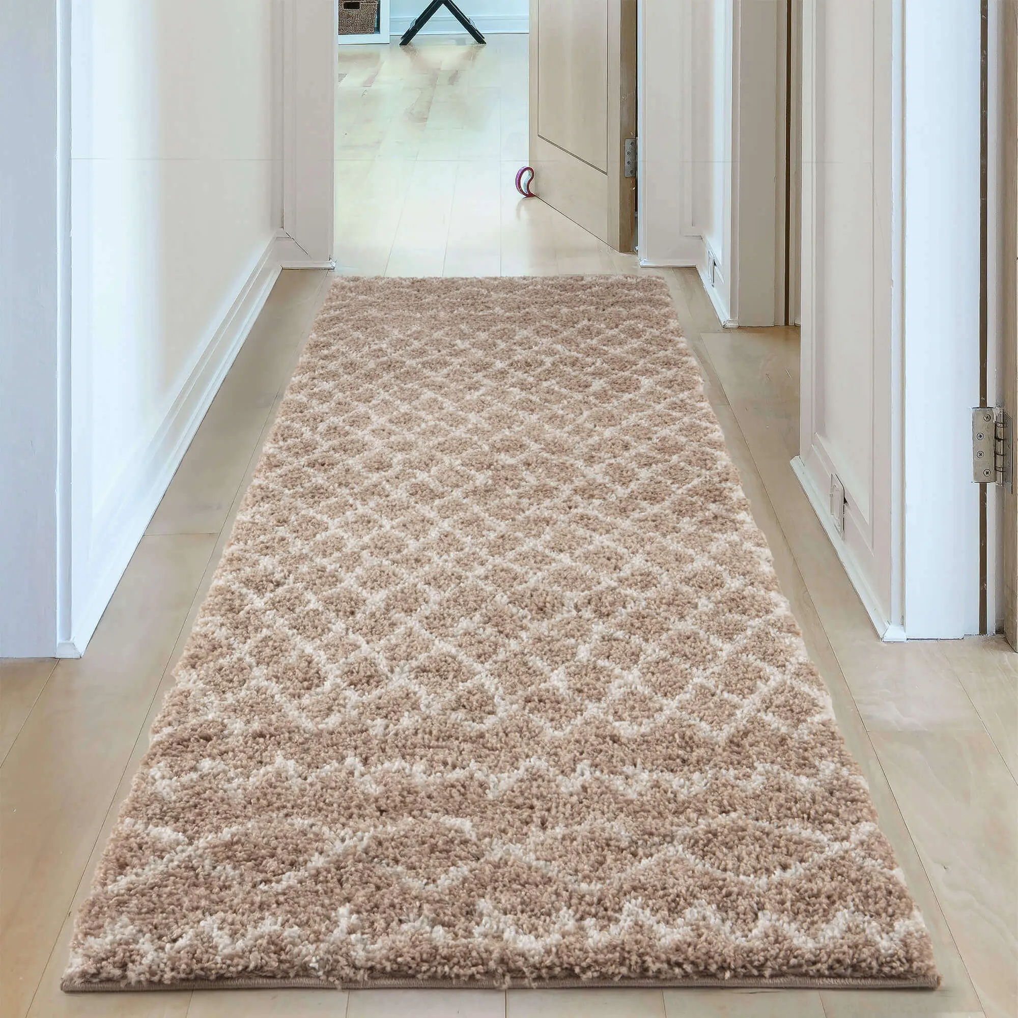 Moroccan Beige Shaggy Rug | 920 - Image 25