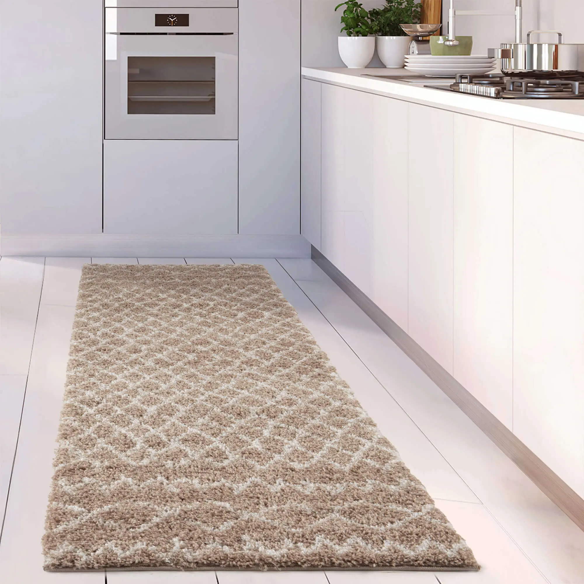 Moroccan Beige Shaggy Rug | 920 - Image 27