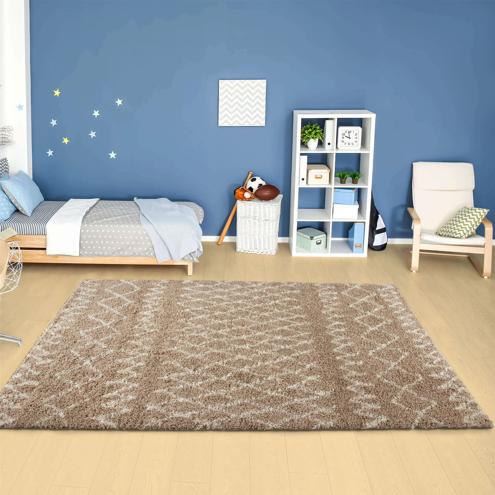 Moroccan Beige Shaggy Rug | 920 - Image 9