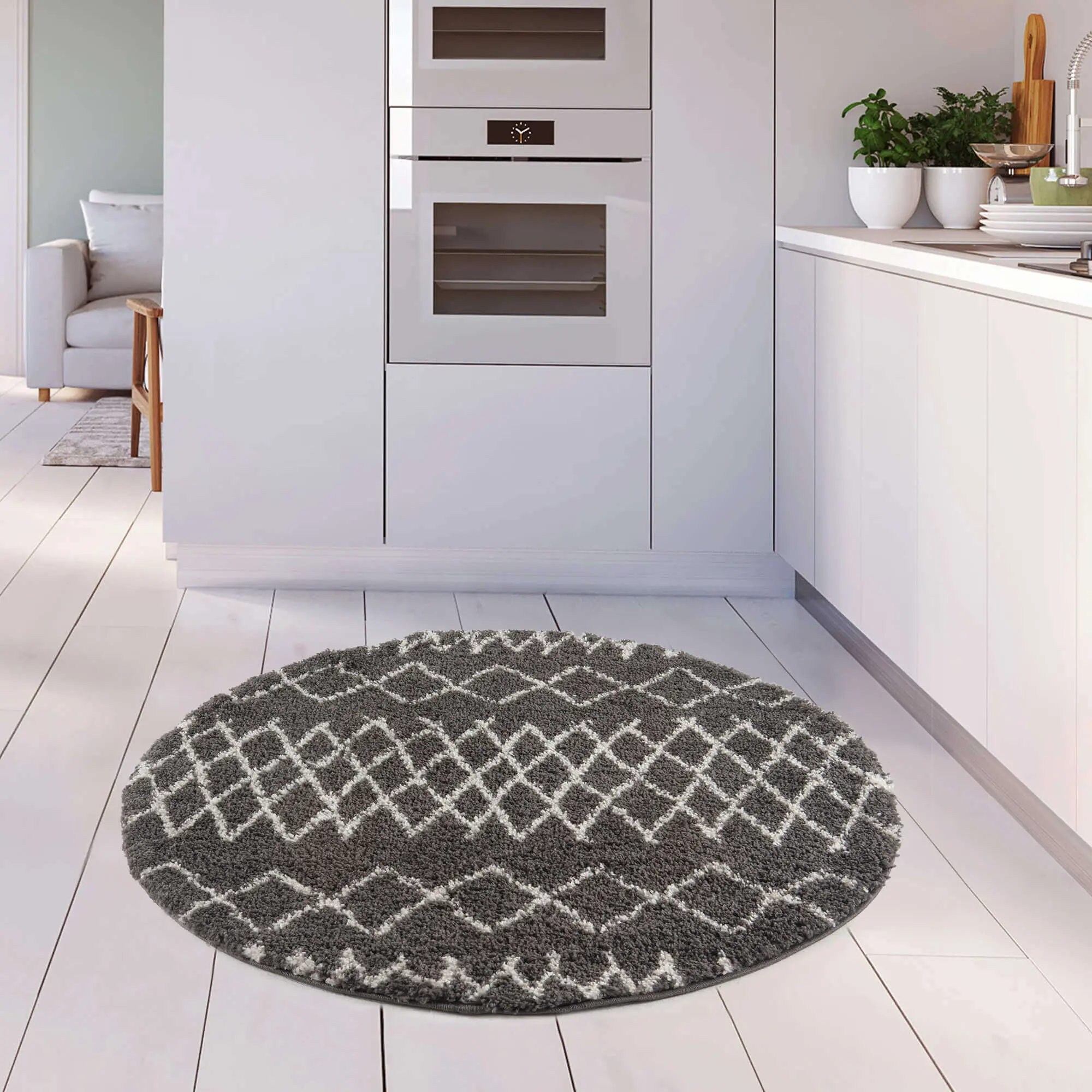 Moroccan Dark Grey Shaggy Rug | 940 - Image 14