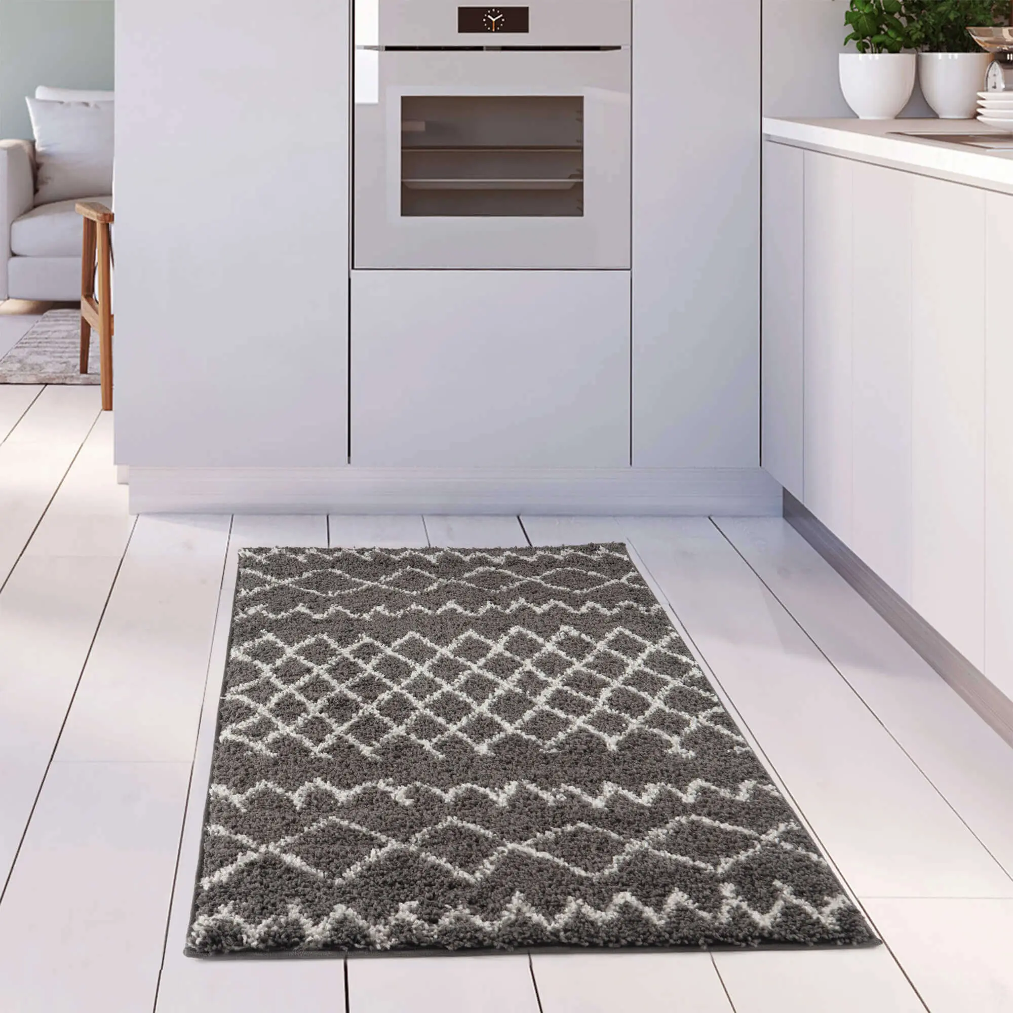 Moroccan Dark Grey Shaggy Rug | 940 - Image 22