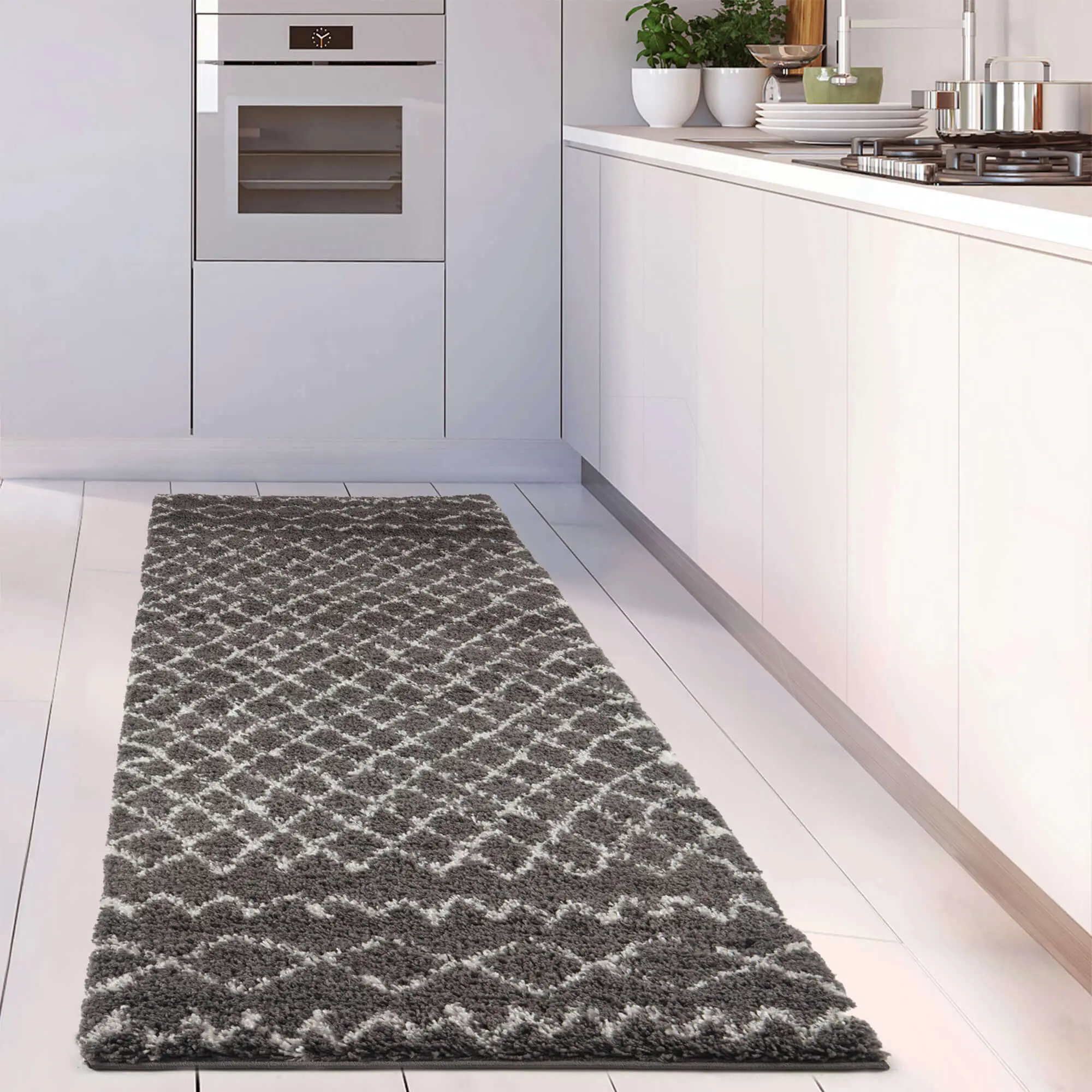 Moroccan Dark Grey Shaggy Rug | 940 - Image 26