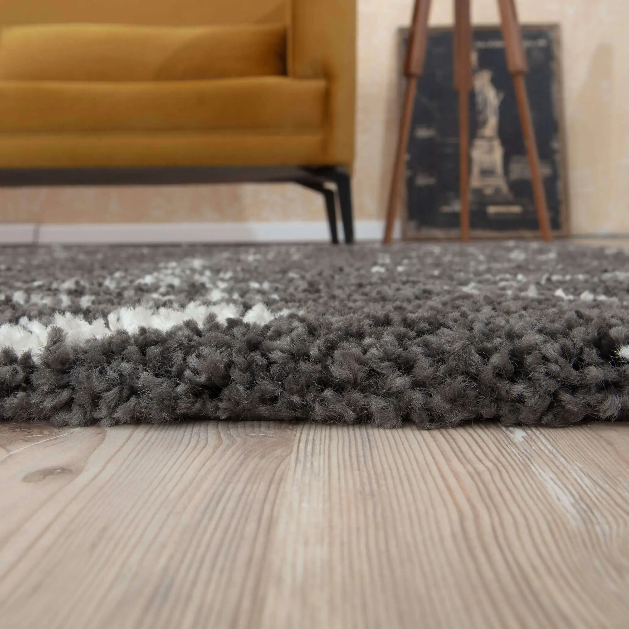 Moroccan Dark Grey Shaggy Rug | 940 - Image 6