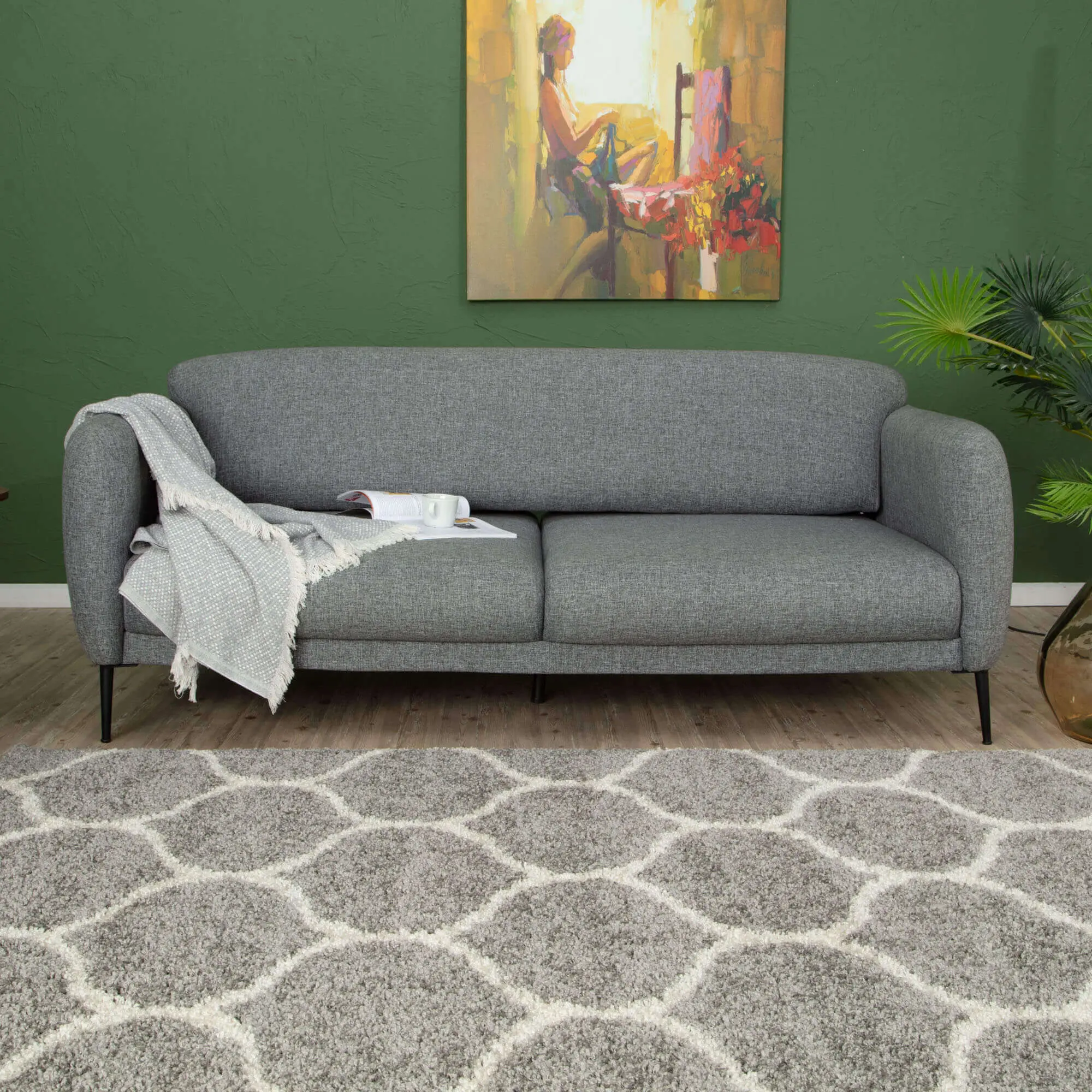 Moroccan Grey Shaggy Rug | 610 - Image 10