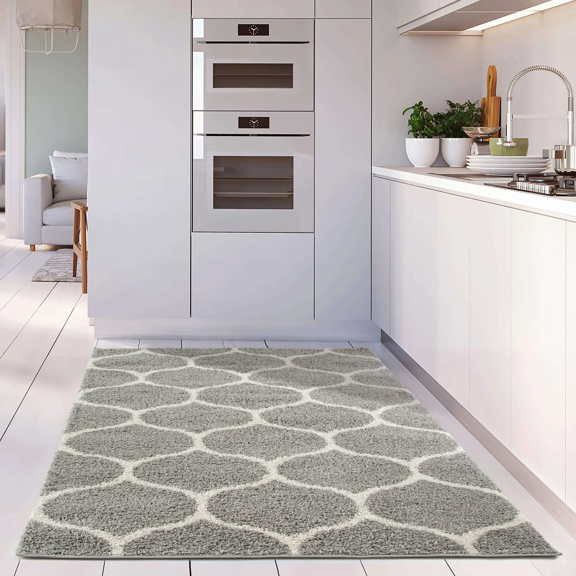 Moroccan Grey Shaggy Rug | 610 - Image 11
