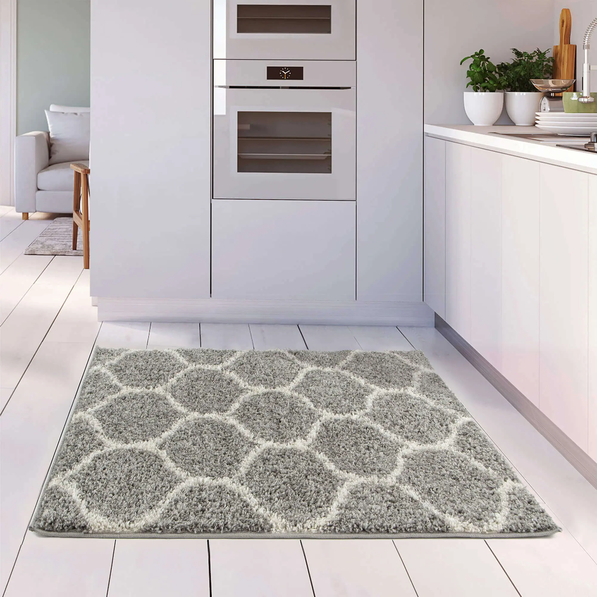 Moroccan Grey Shaggy Rug | 610 - Image 15