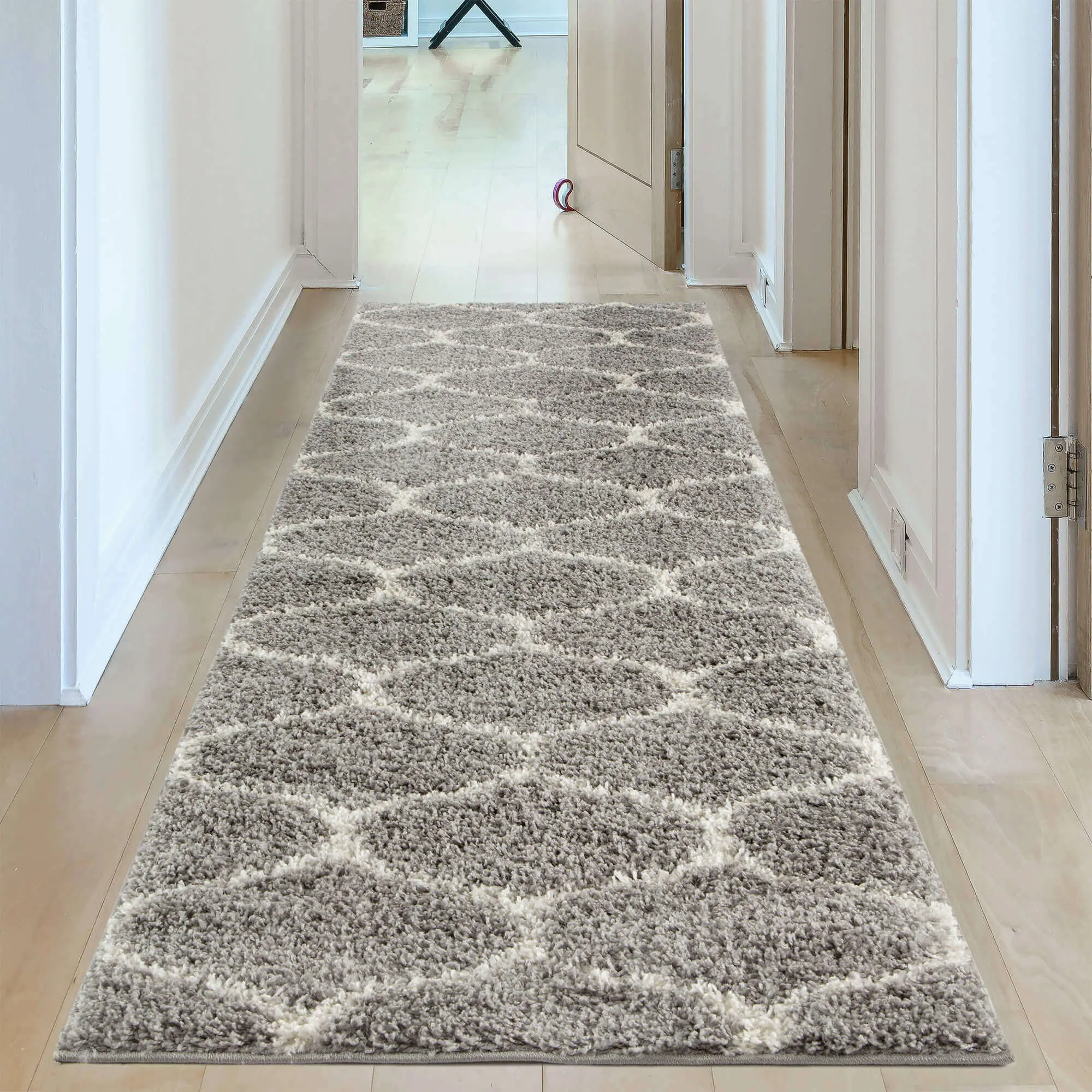 Moroccan Grey Shaggy Rug | 610 - Image 19