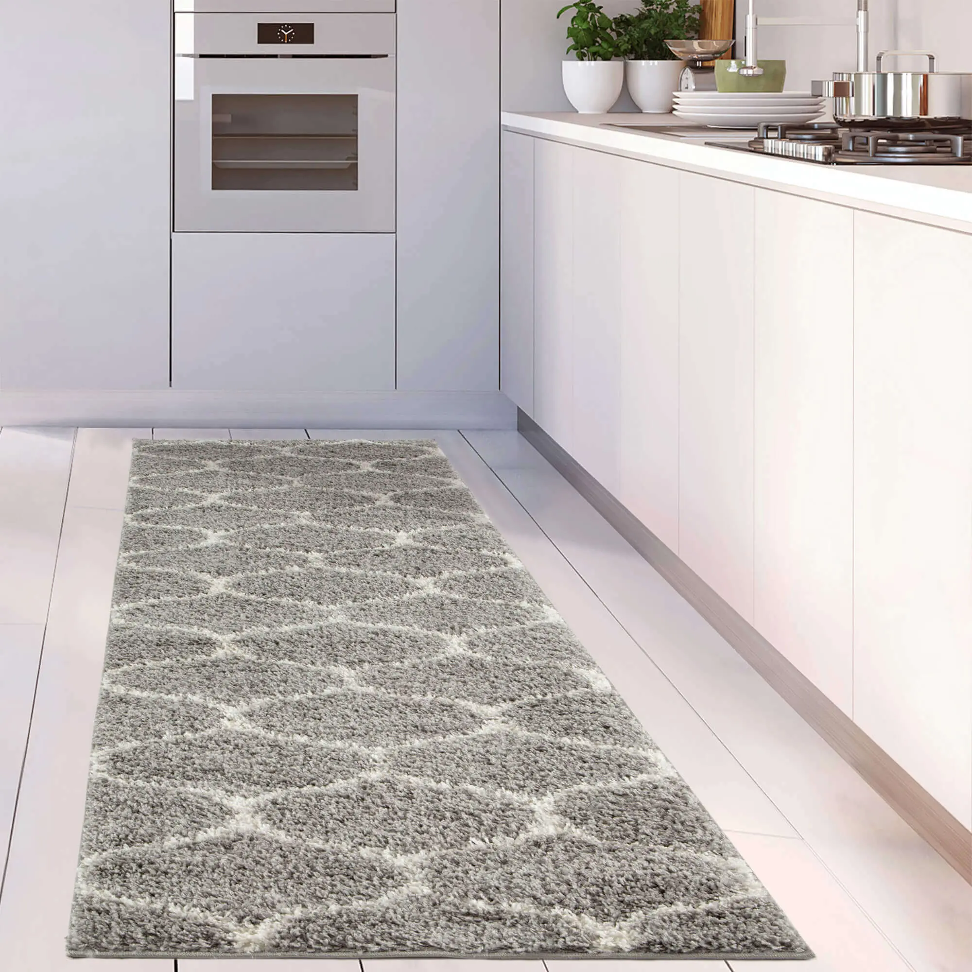 Moroccan Grey Shaggy Rug | 610 - Image 20