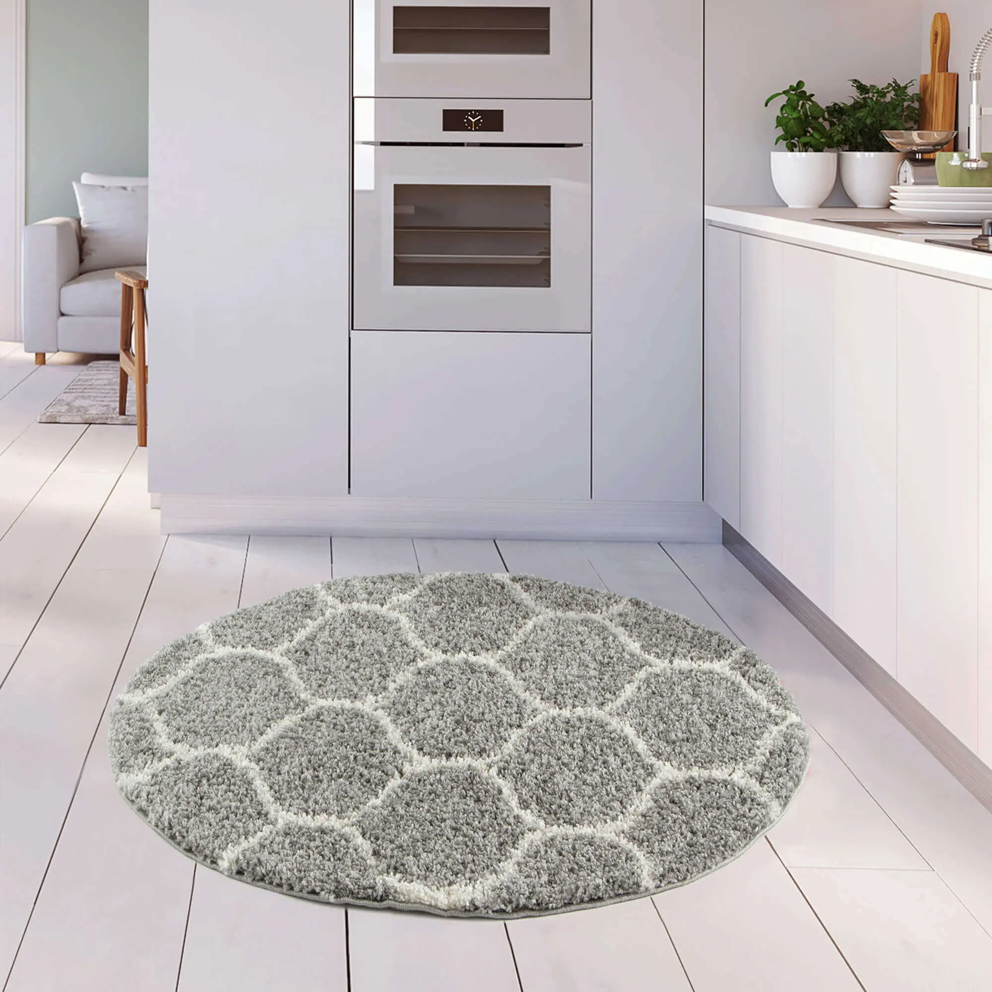 Moroccan Grey Shaggy Rug | 610 - Image 25