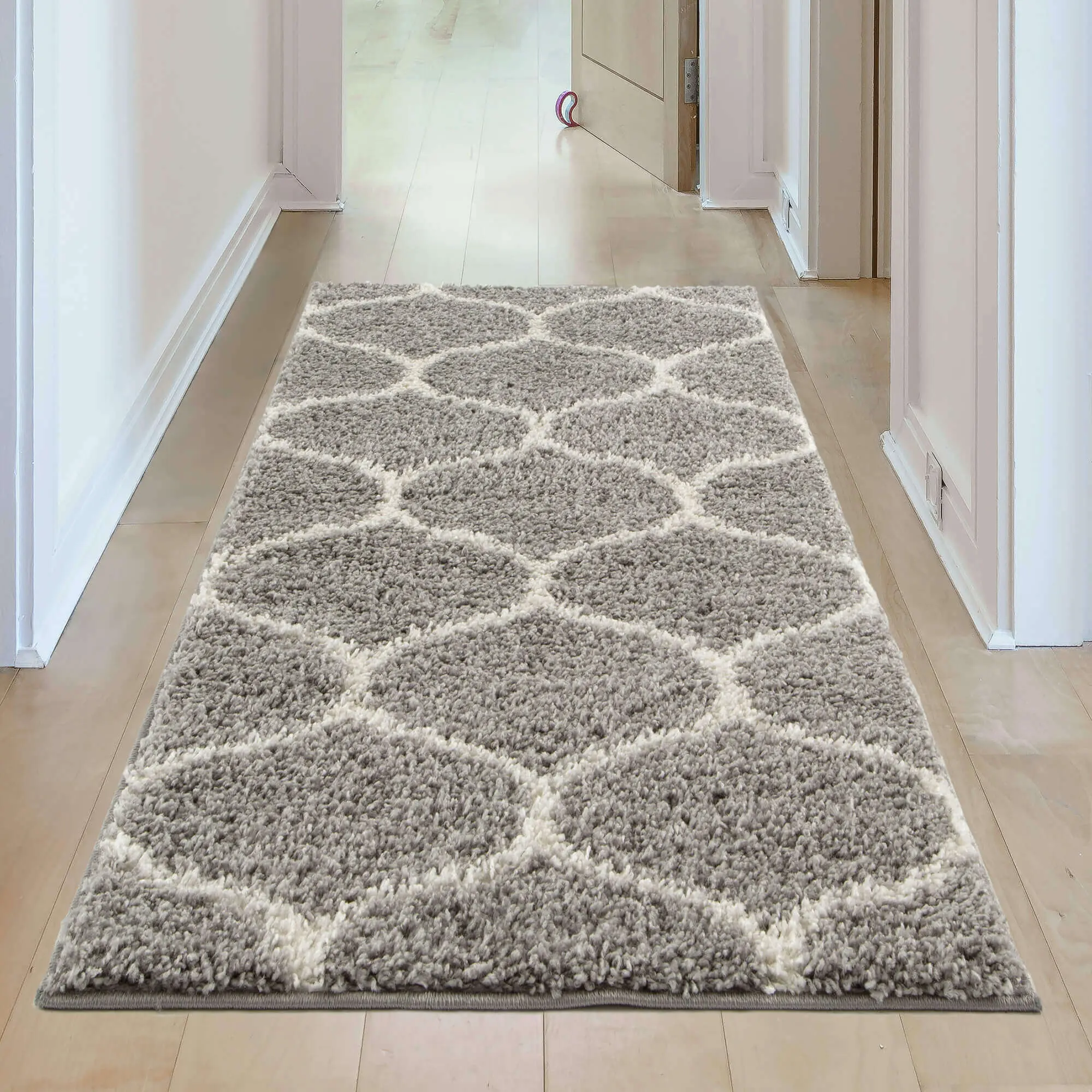Moroccan Grey Shaggy Rug | 610 - Image 28