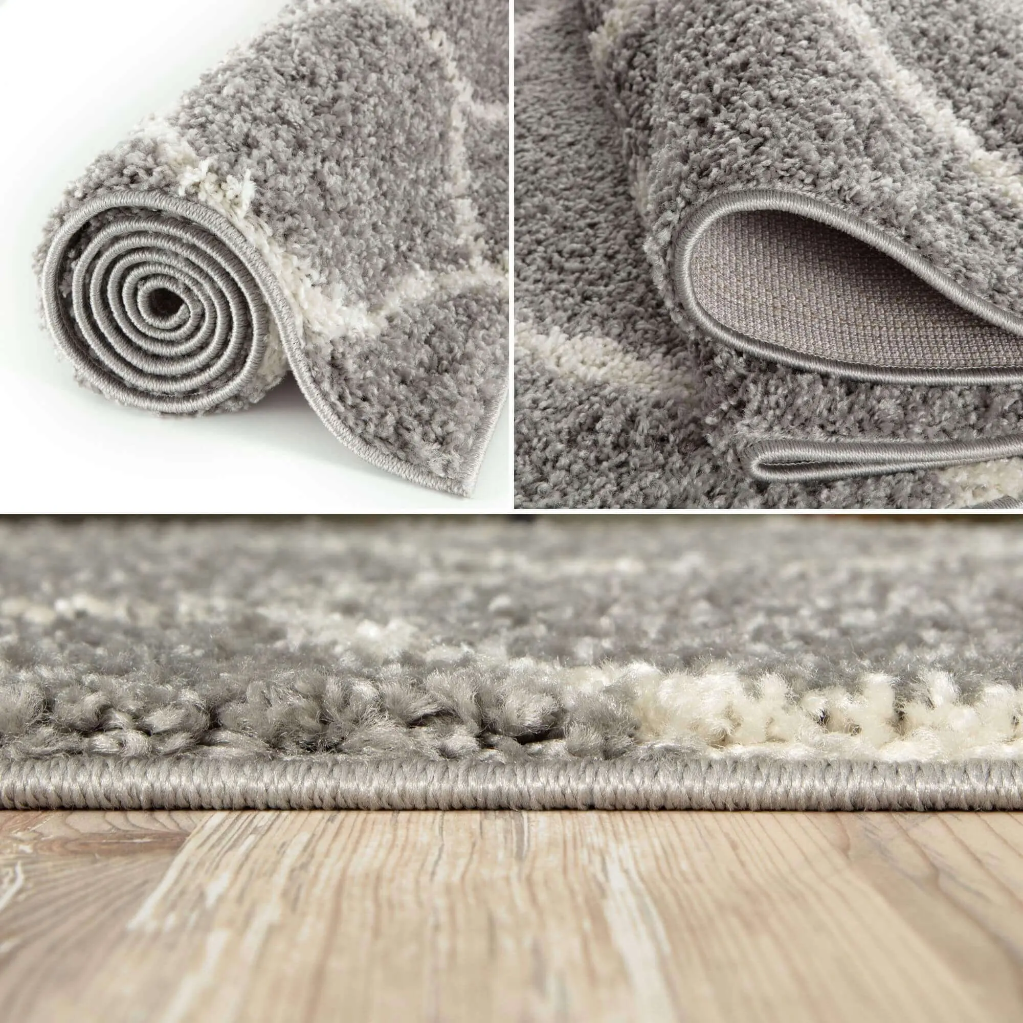 Moroccan Grey Shaggy Rug | 610 - Image 3