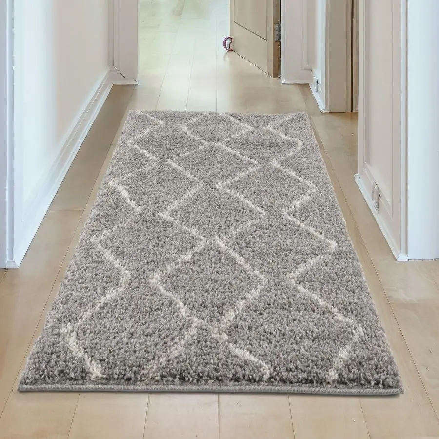 Moroccan Grey Shaggy Rug | 810 - Image 22