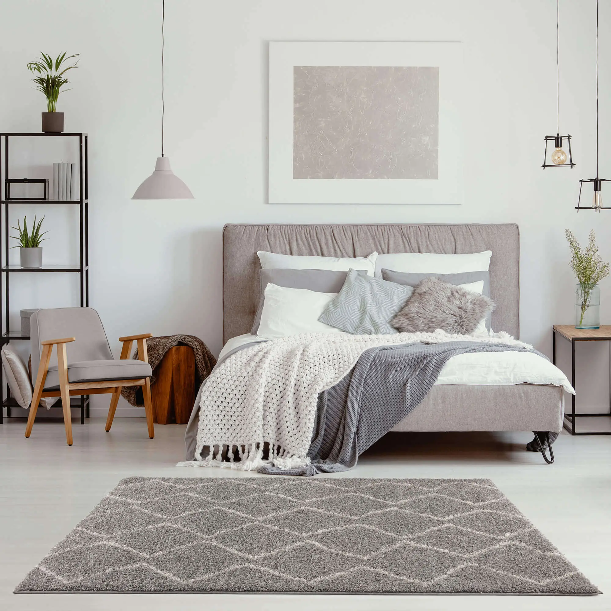 Moroccan Grey Shaggy Rug | 810 - Image 6