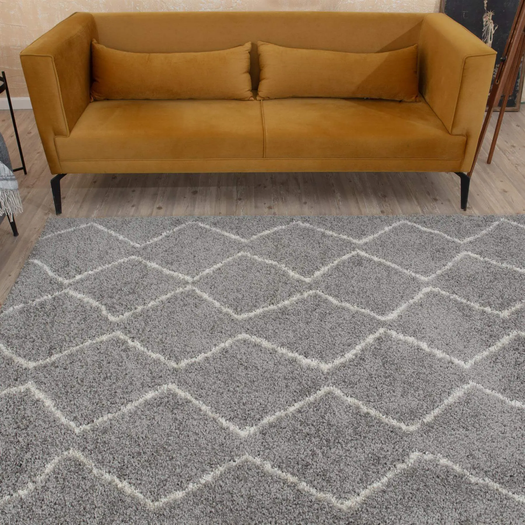 Moroccan Grey Shaggy Rug | 810 - Image 8